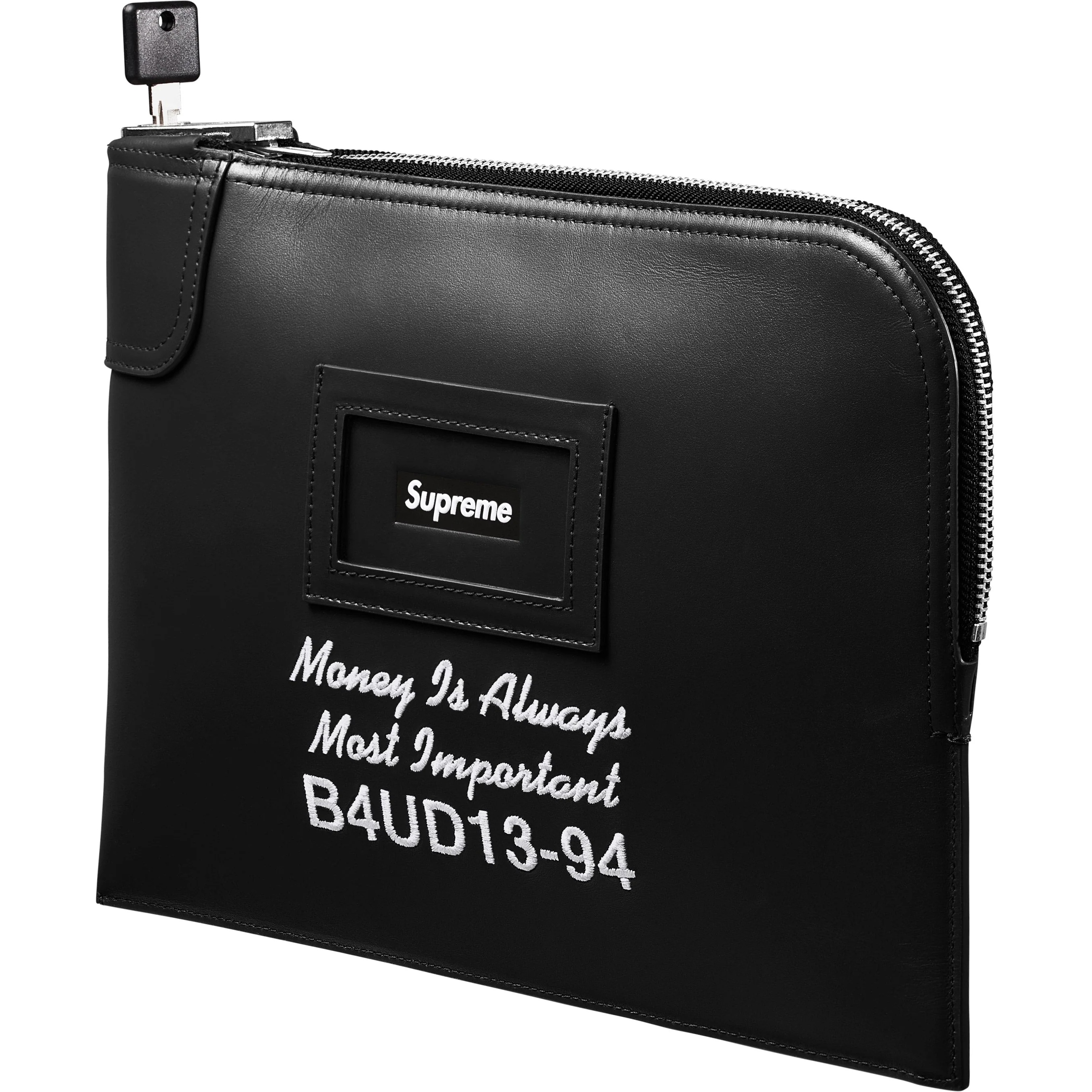 Supreme Leather Money Bag (FW25) - Black - $368