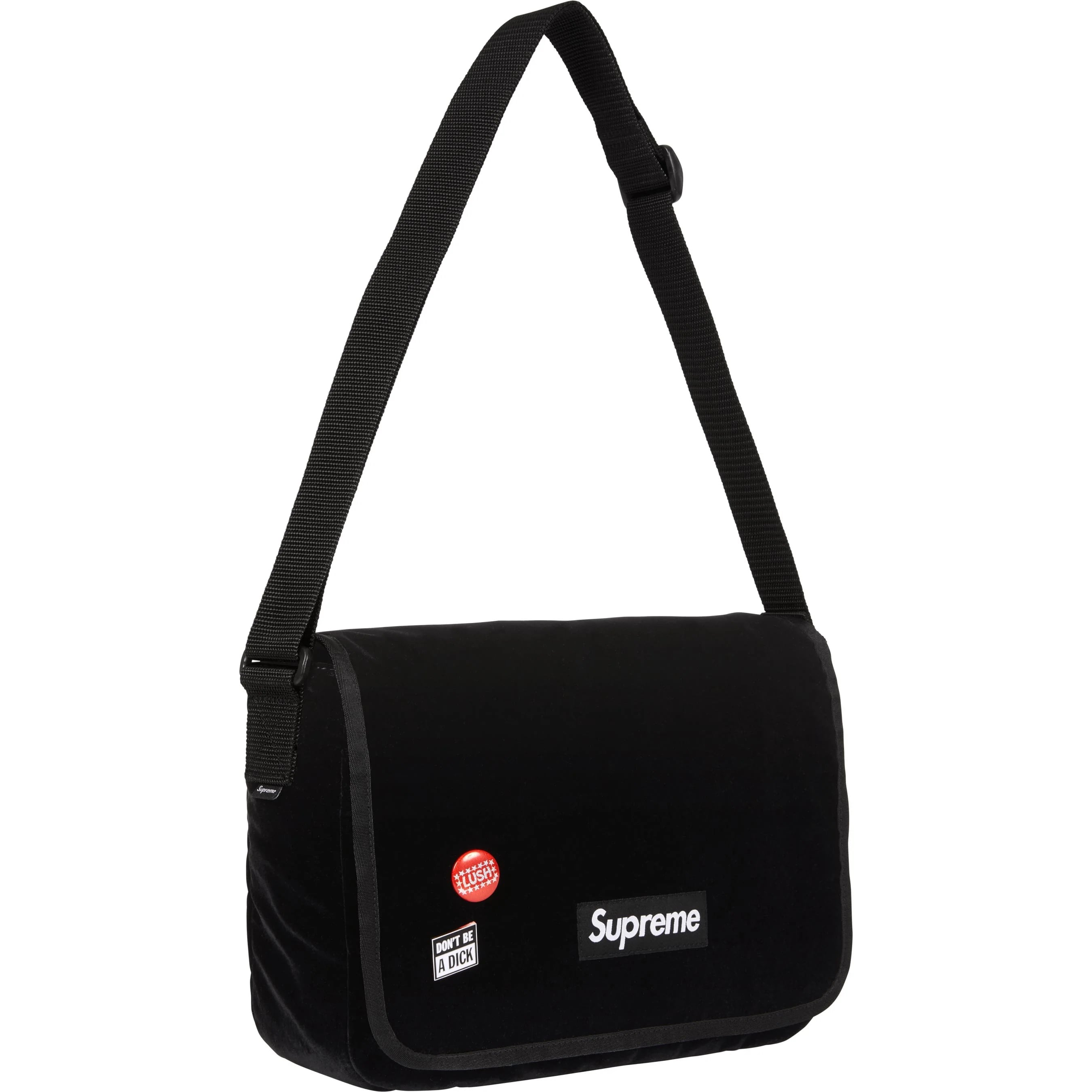 Supreme Velvet Small Messenger Bag (FW25) - Black - $98