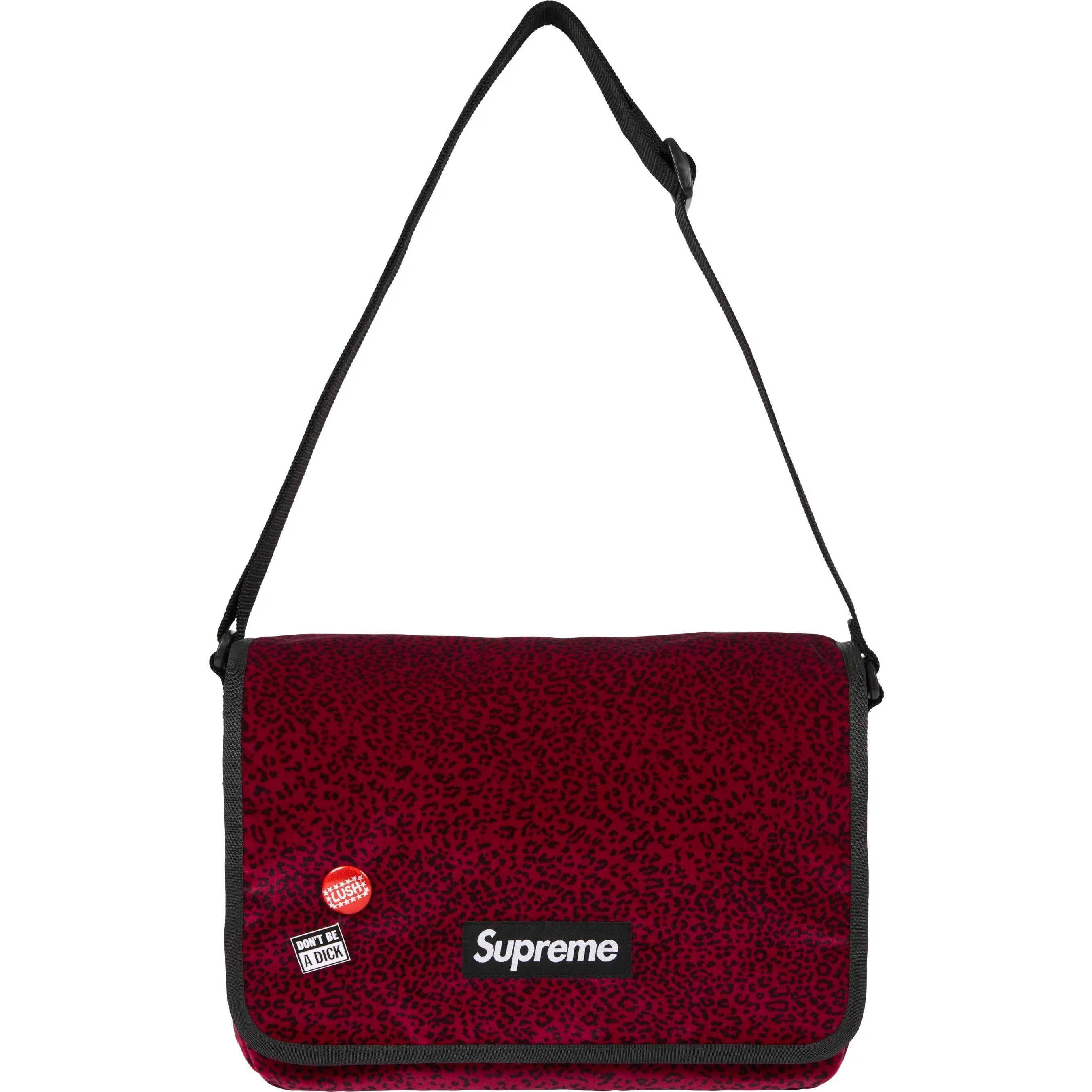 Supreme Velvet Small Messenger Bag (FW25) - Red Leopard - $98