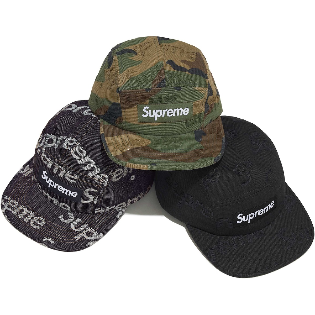 Jacquard Logos Denim Camp Cap - SupremeCommunity