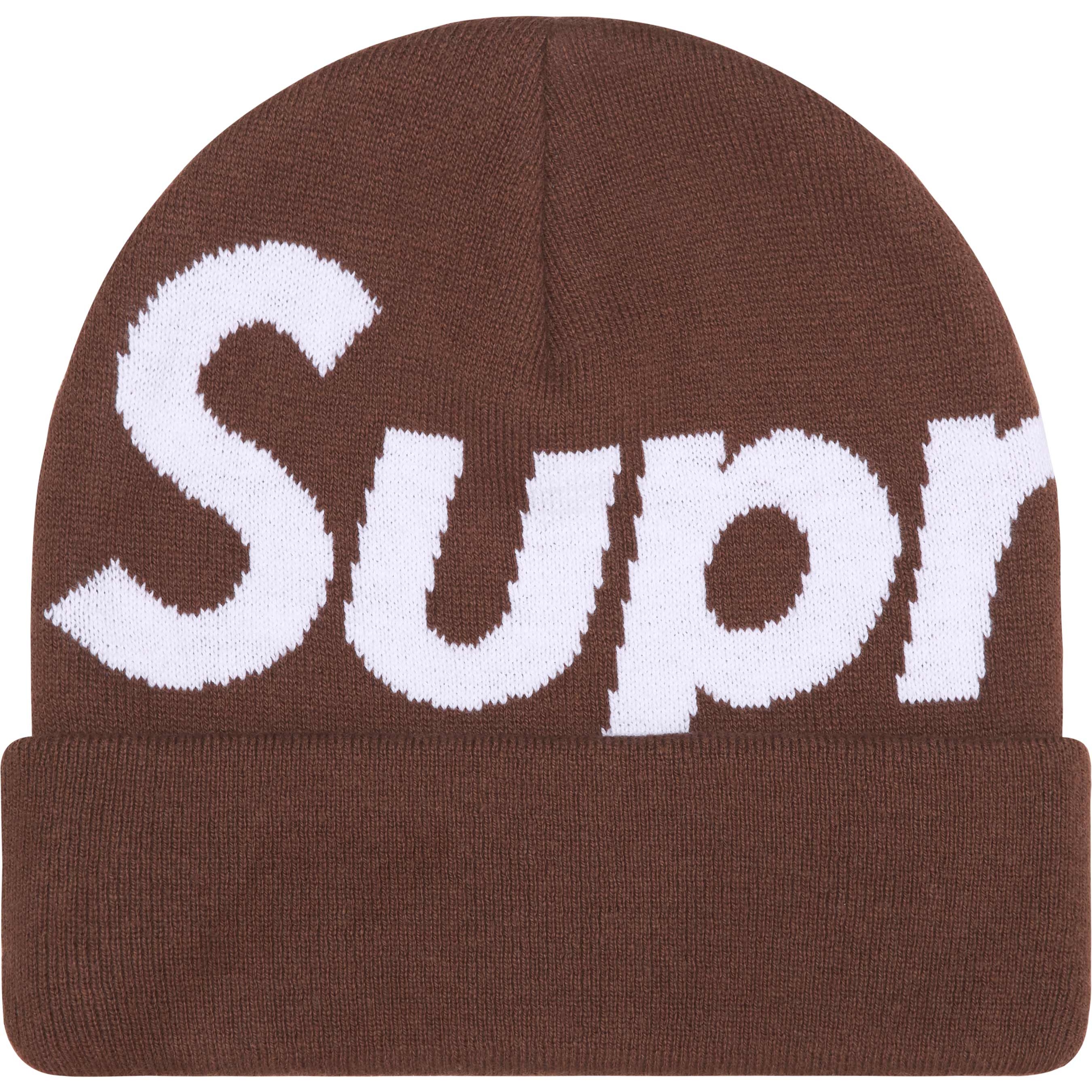 Supreme Big Logo Beanie (FW25) - Brown - $44