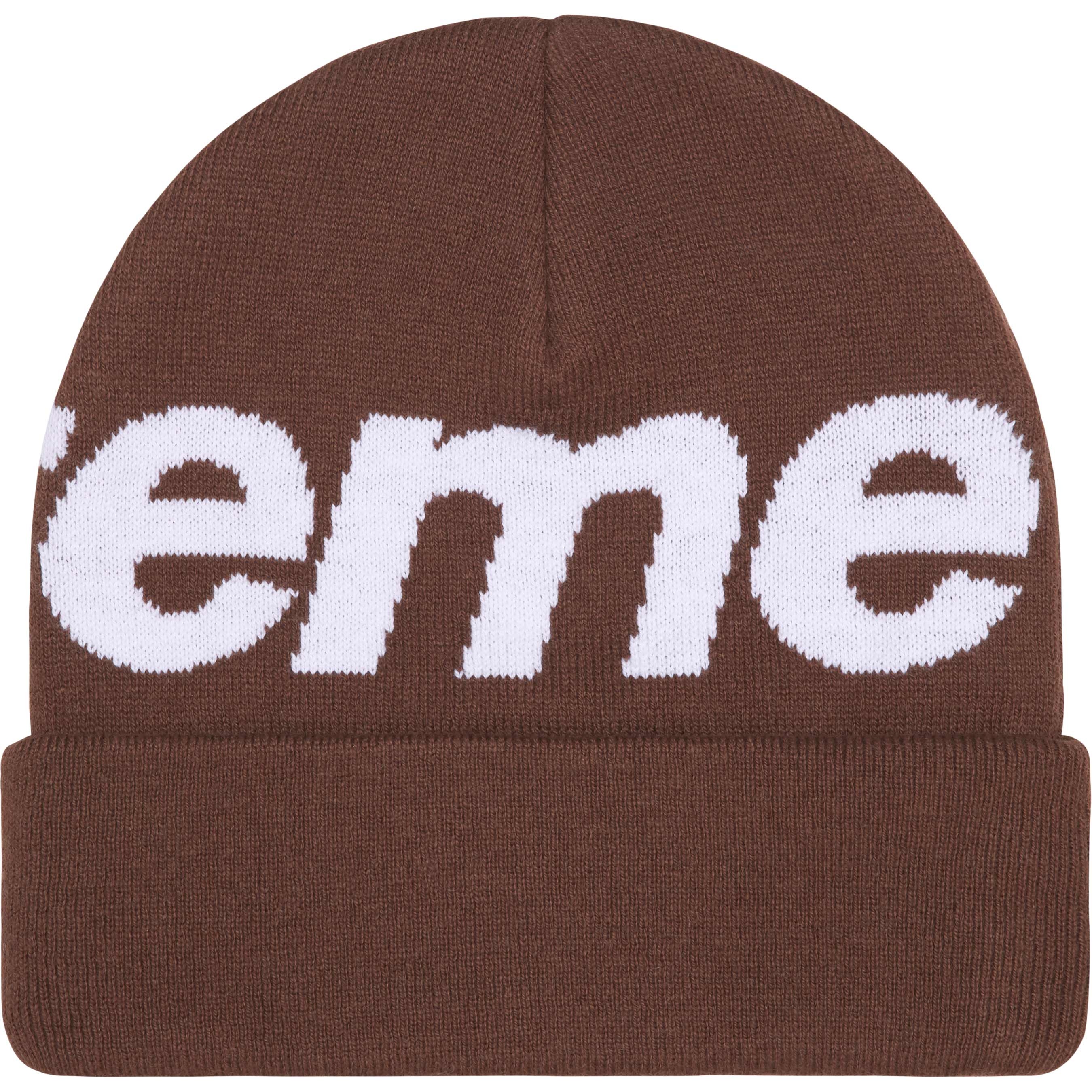 Supreme Big Logo Beanie (FW25) - Brown - $44