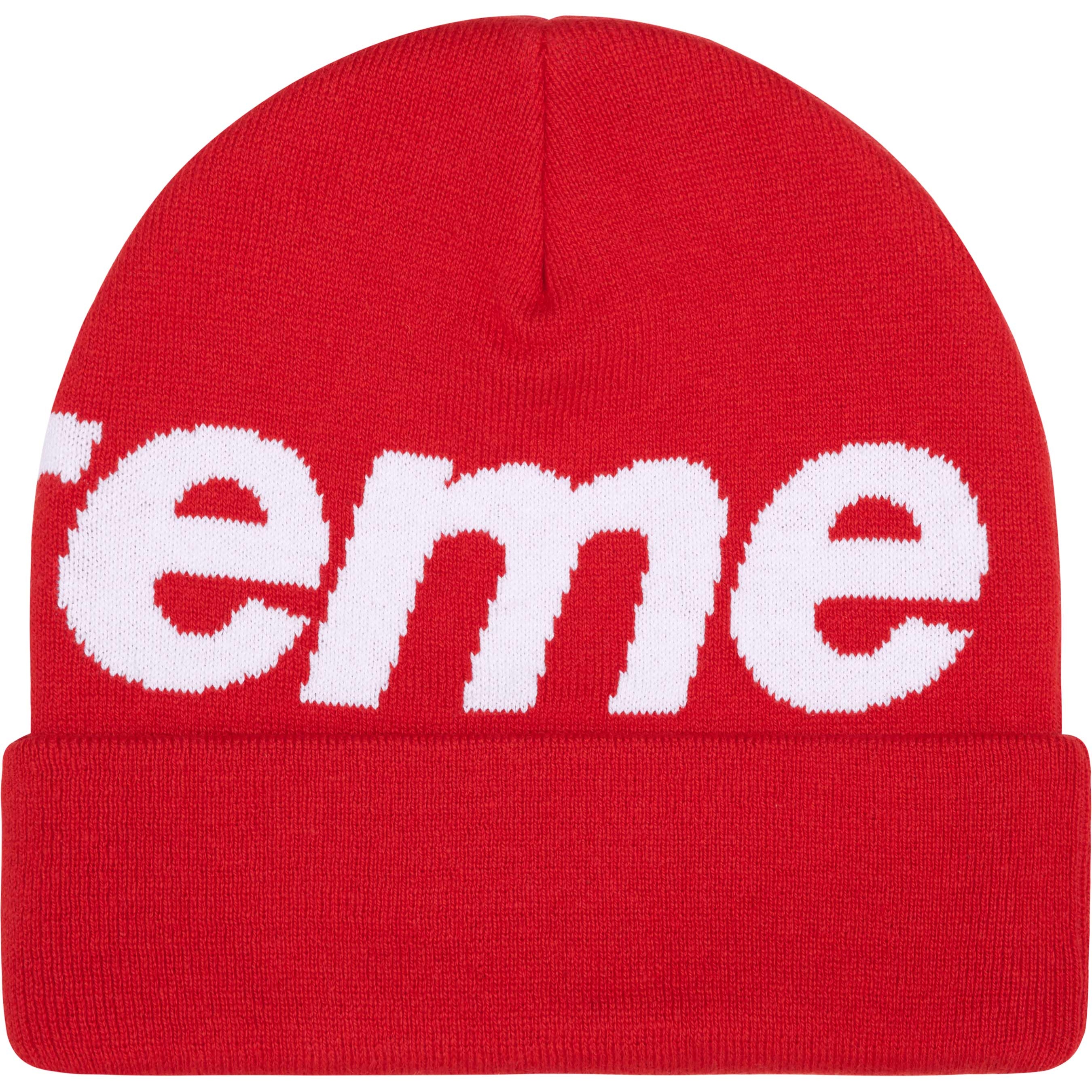 Supreme Big Logo Beanie (FW25) - Red - $44