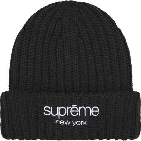 Supreme Chunky Rib Classic Logo Beanie - Black