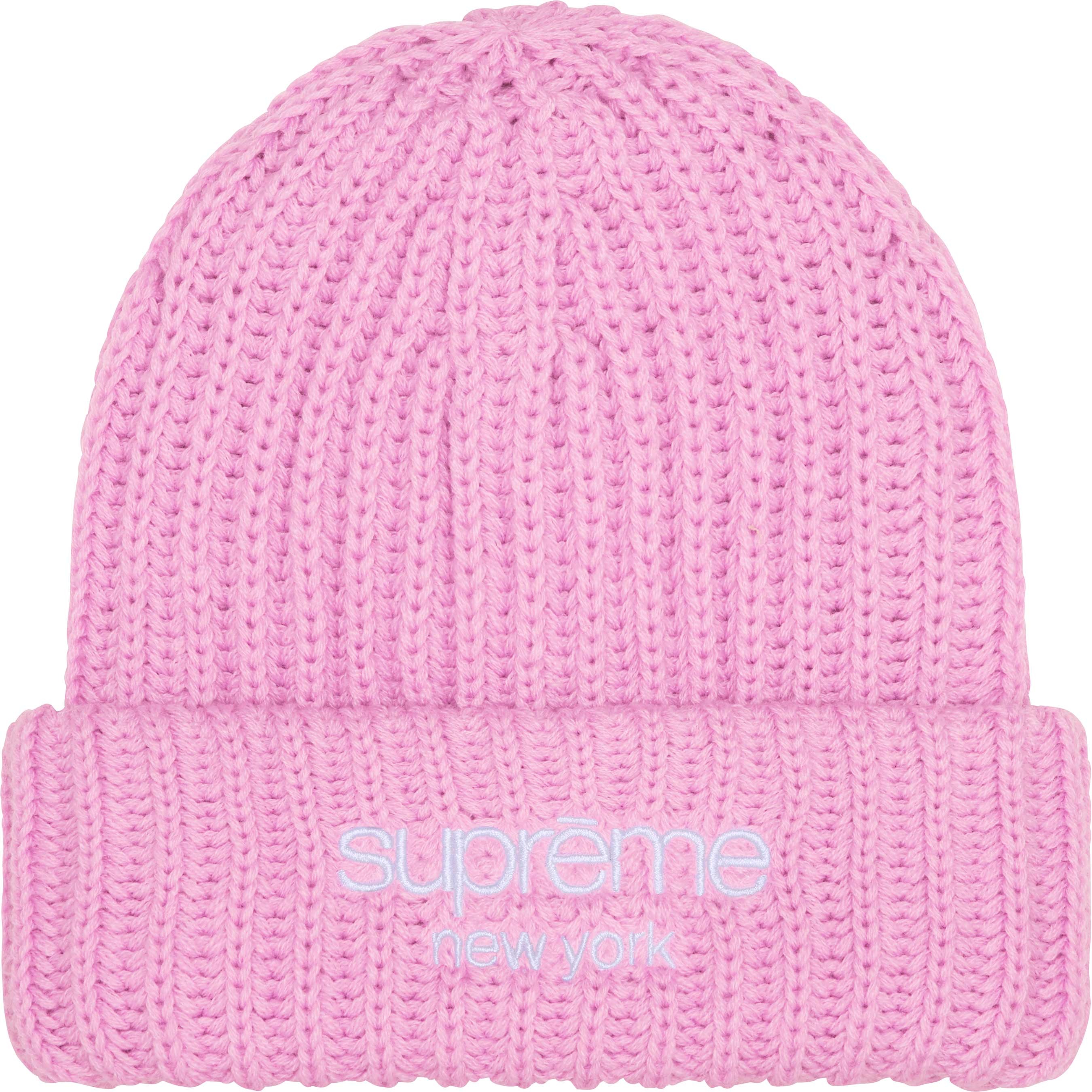 Supreme Chunky Rib Classic Logo Beanie (FW25) - Pink - $40