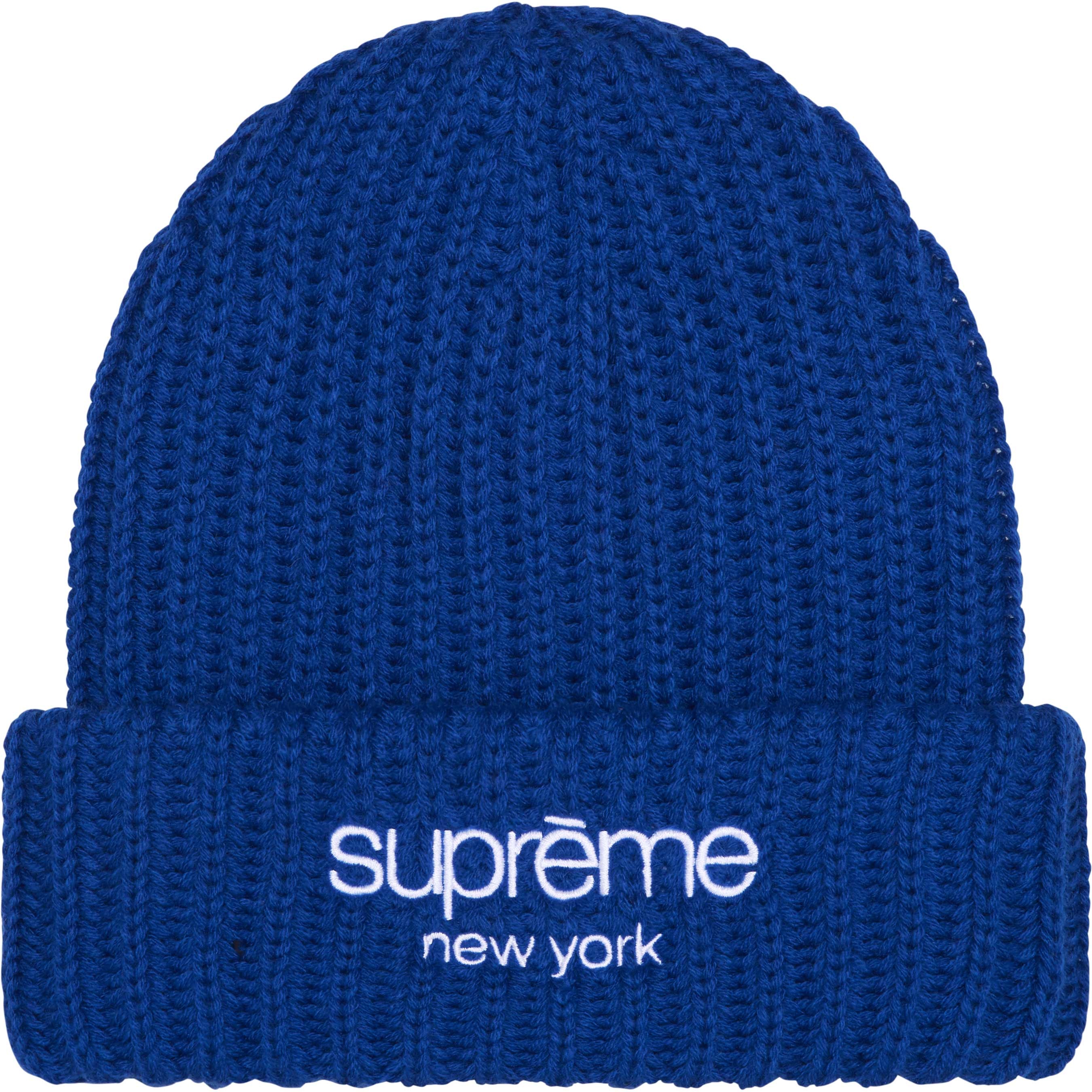 Supreme Chunky Rib Classic Logo Beanie (FW25) - Royal - $40