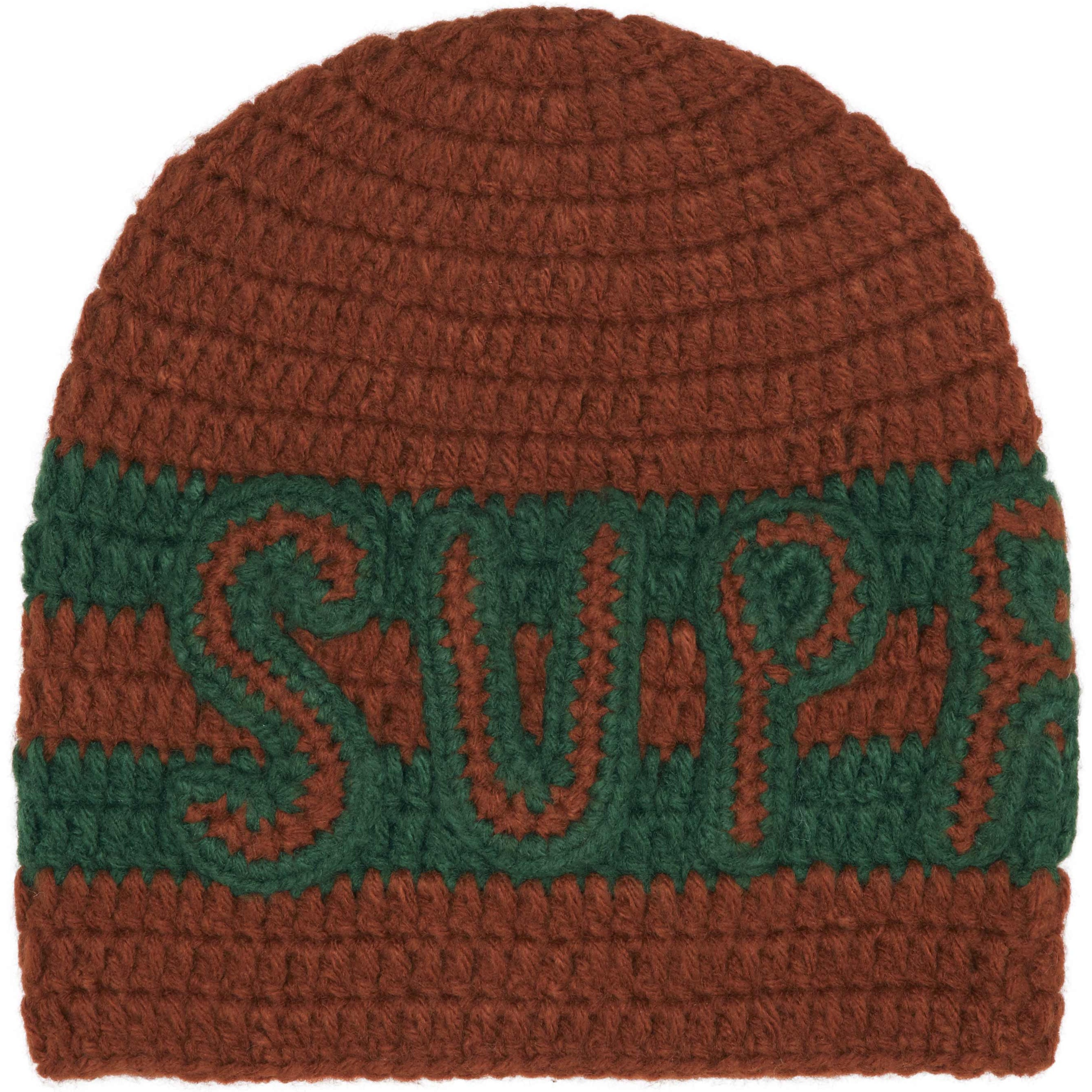 Supreme Crochet Logo Beanie (FW25) - Brown - $68