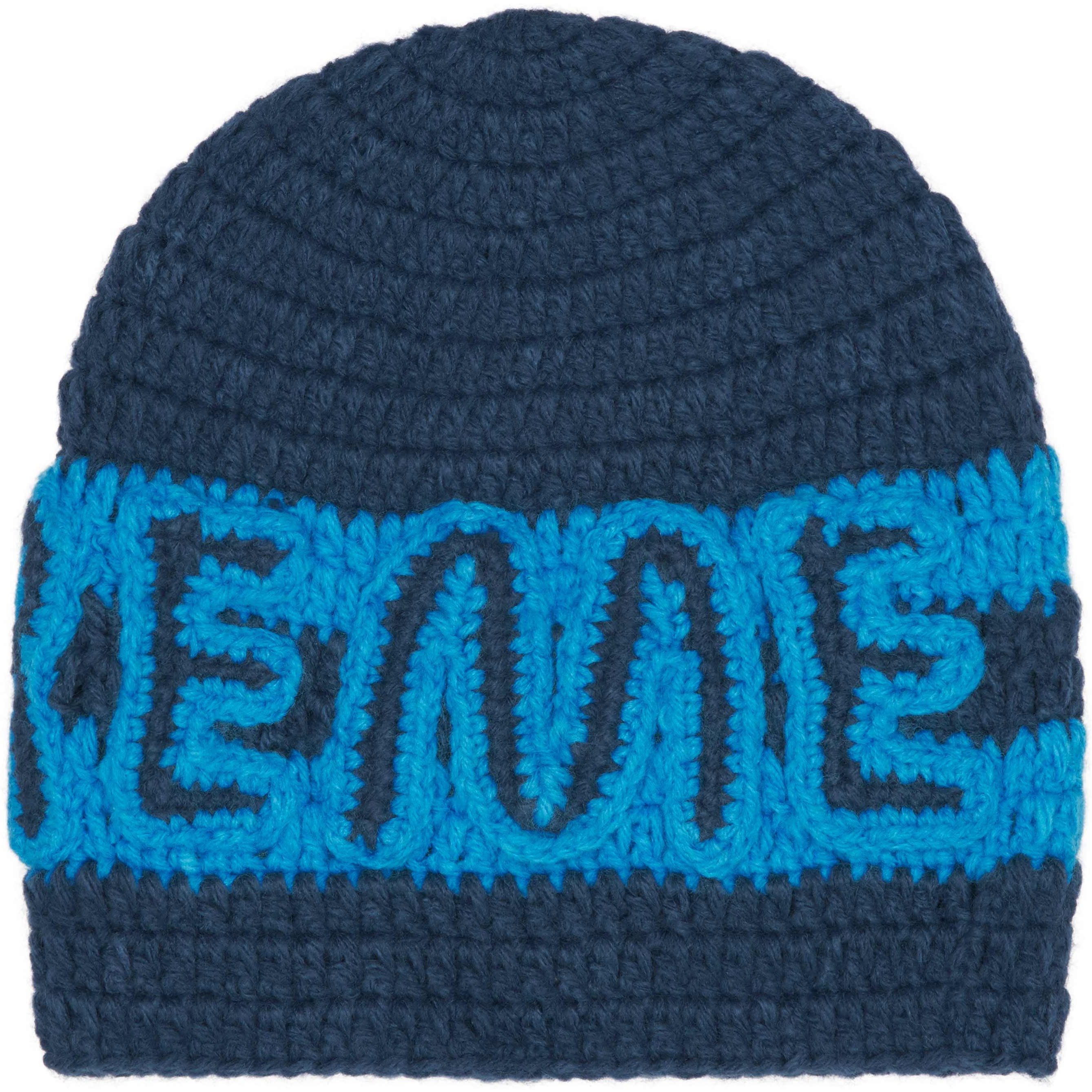 Supreme Crochet Logo Beanie (FW25) - Navy - $68