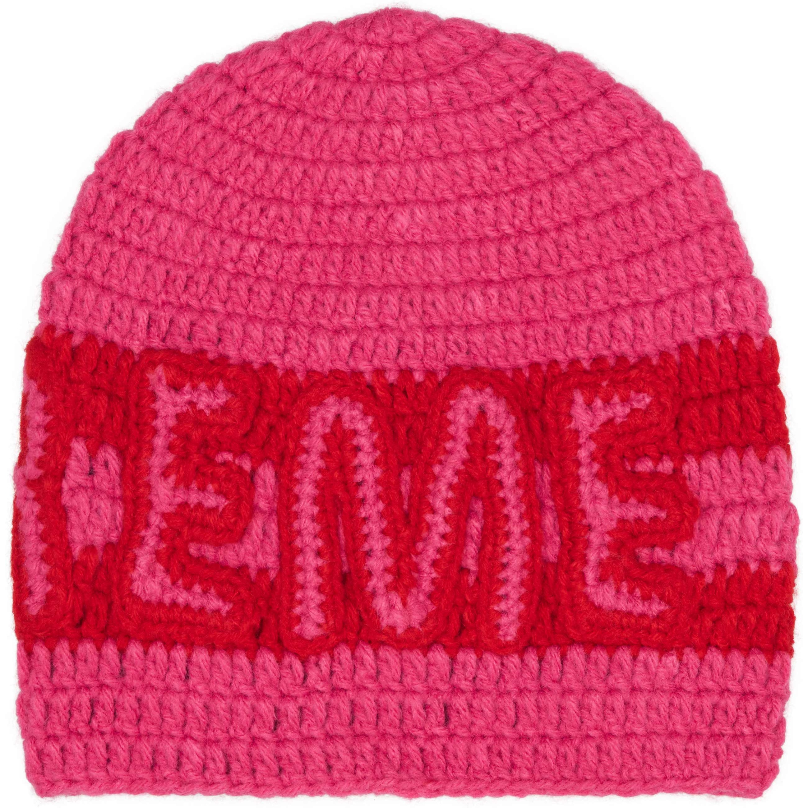 Supreme Crochet Logo Beanie (FW25) - Pink - $68