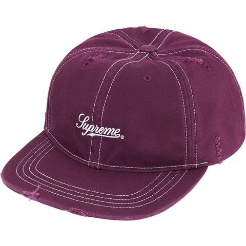 帽子 supreme Distressed Script 6-Panel Supreme Distressed Script 6-Panel White - FW25 - US
