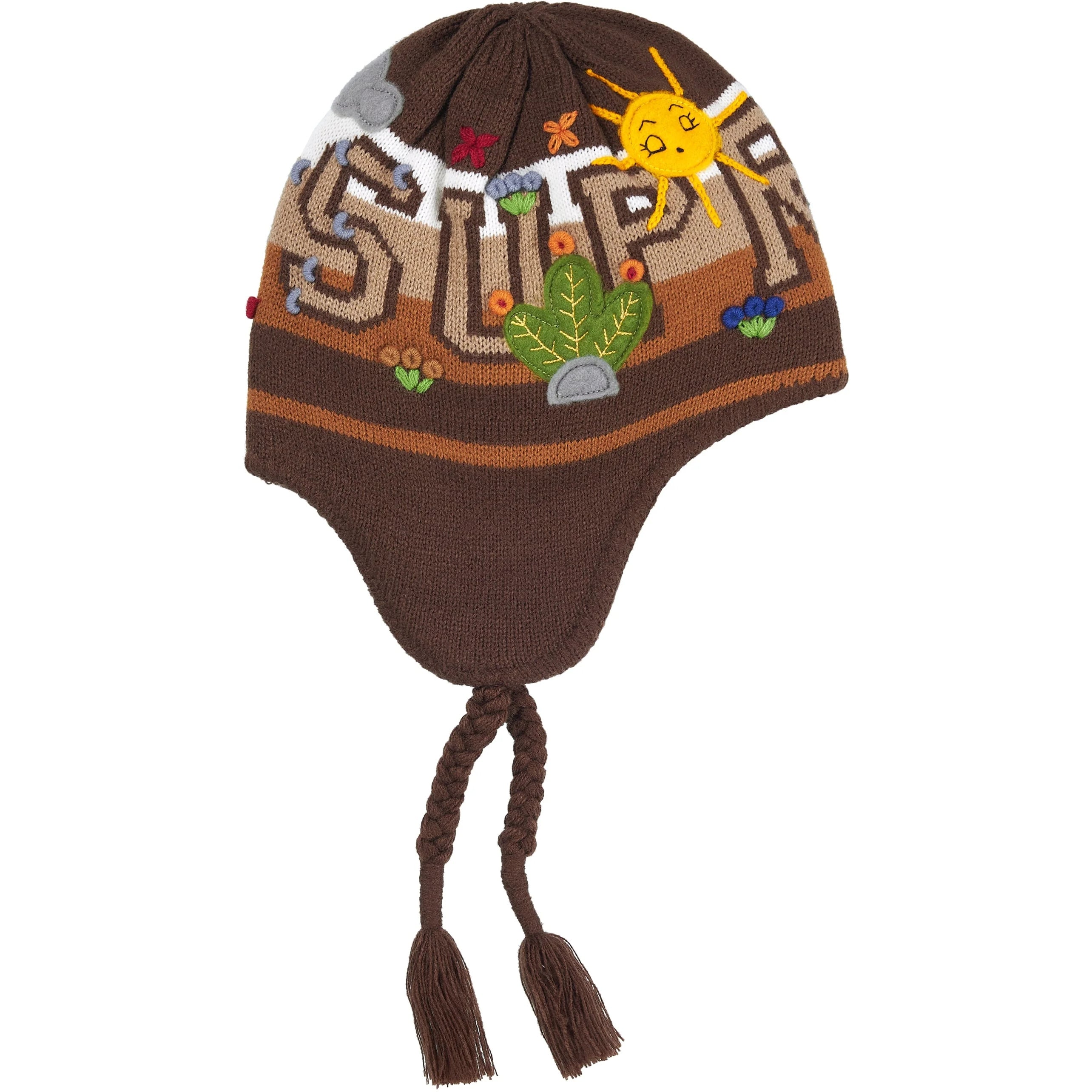 Supreme Felt Appliqué Earflap Beanie (FW25) - Brown - $78
