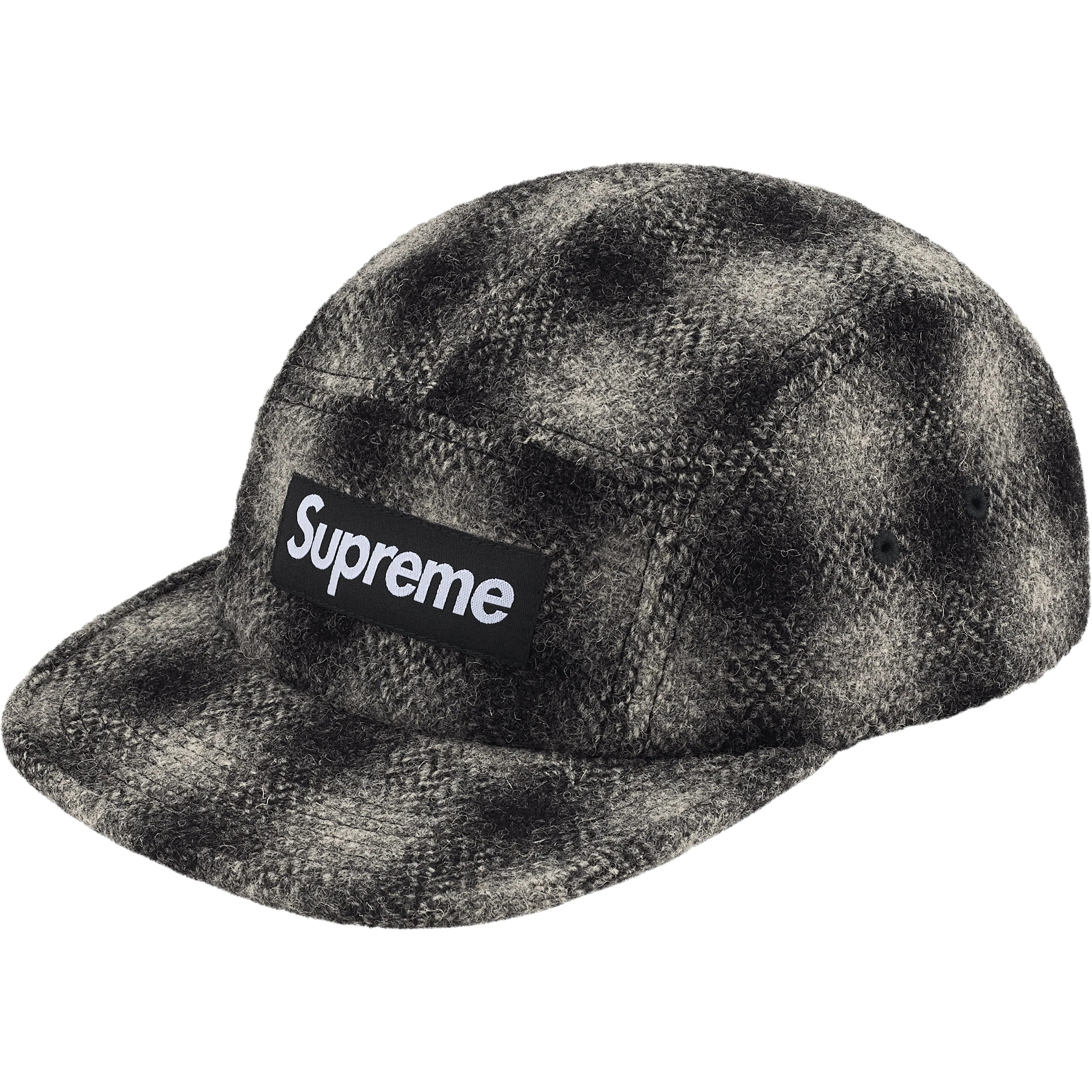 Supreme Harris Tweed Camp Cap (FW25) - Black - $58