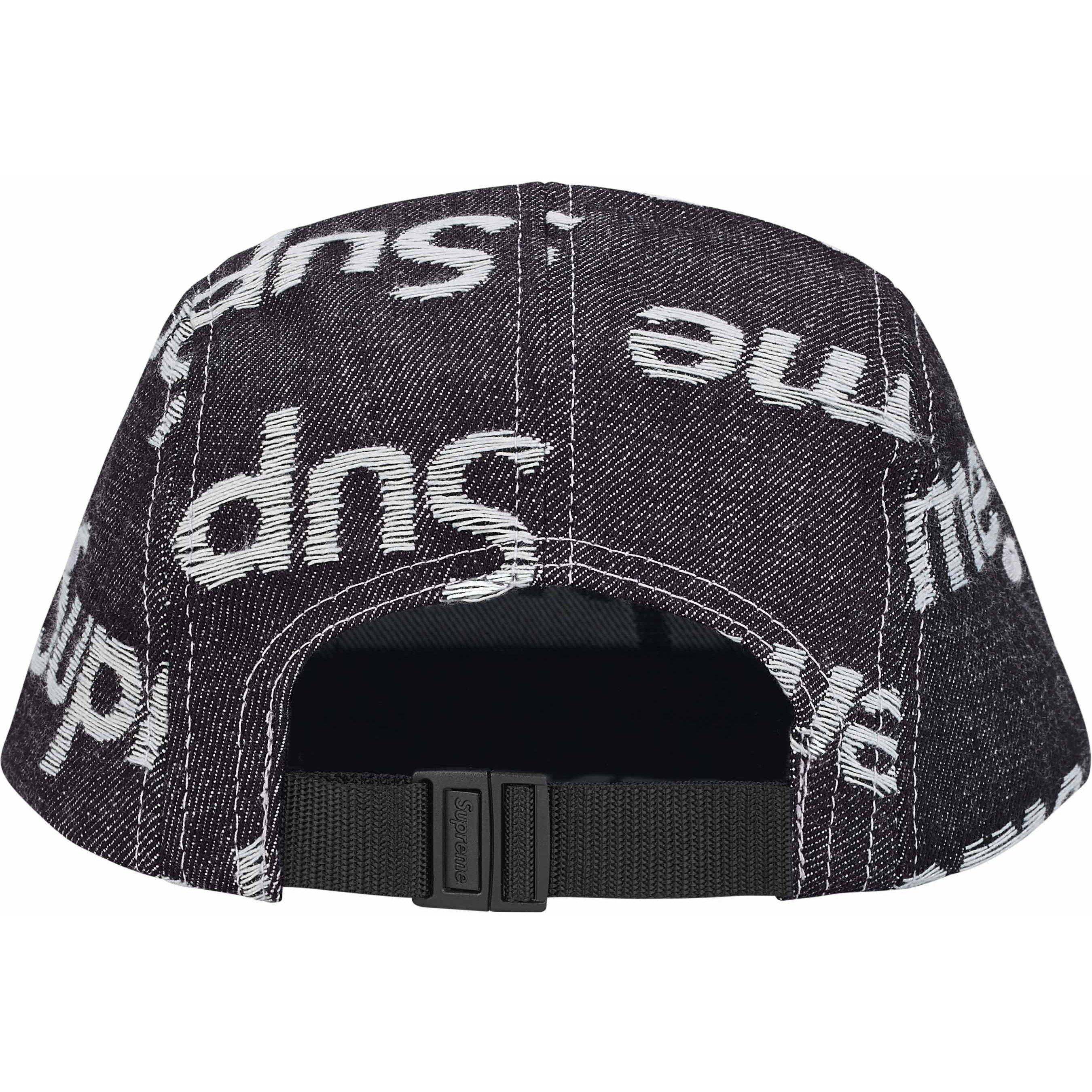 Supreme Jacquard Logos Denim Camp Cap (FW25) - Rigid Indigo - $48
