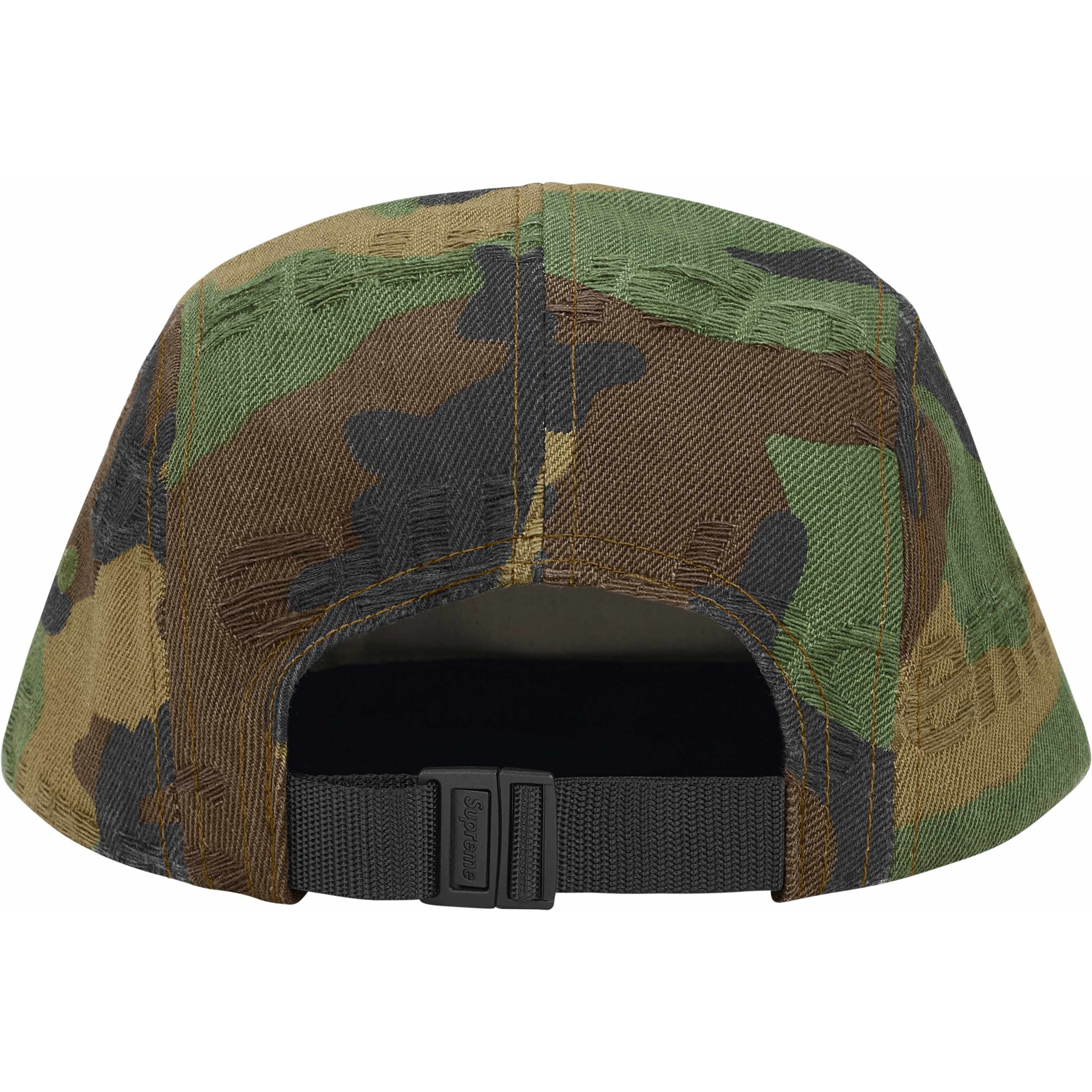 Supreme Jacquard Logos Denim Camp Cap (FW25) - Woodland Camo - $48