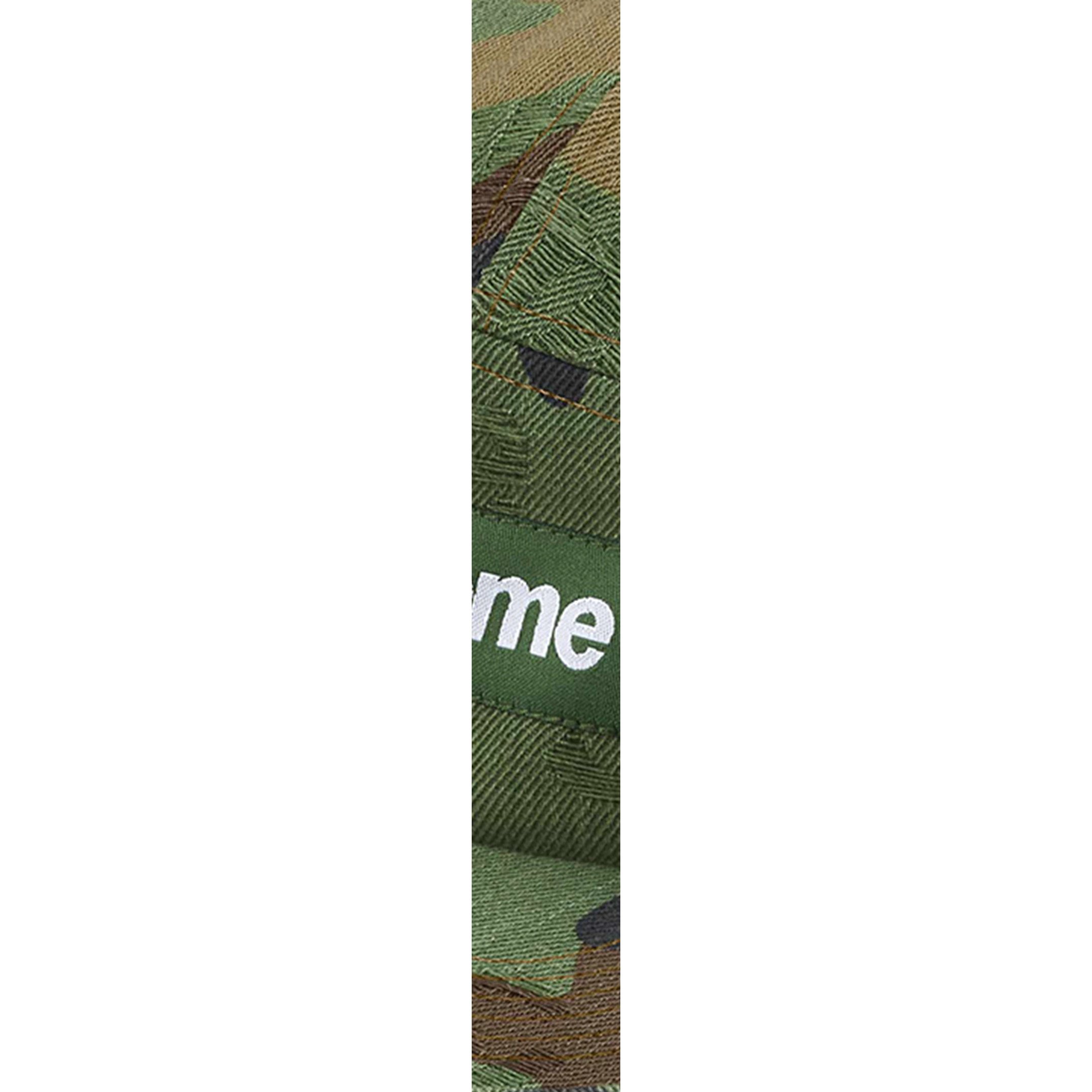 Supreme Jacquard Logos Denim Camp Cap (FW25) - Woodland Camo - $48