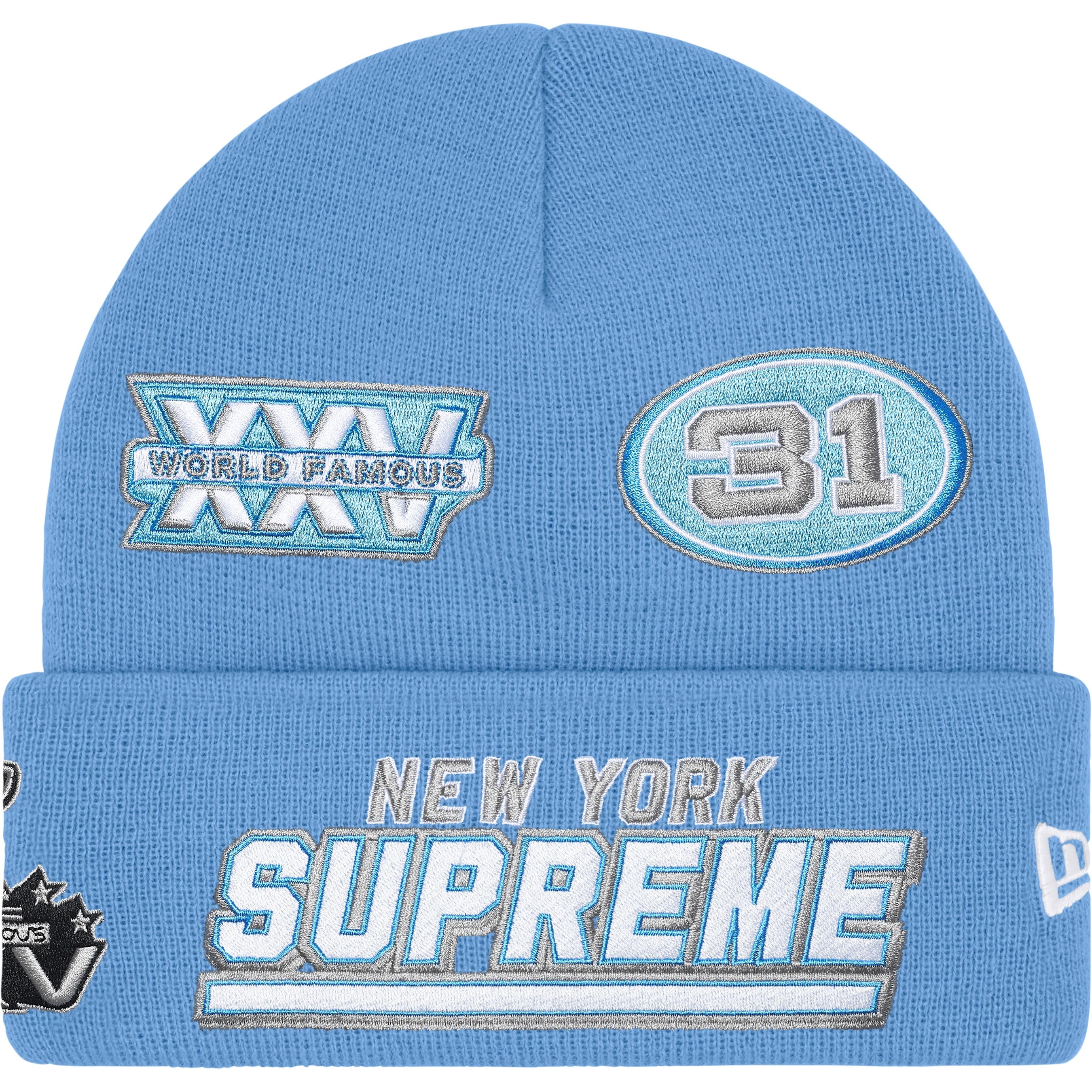 Supreme New Era Football Beanie (FW25) - Light Blue - $44