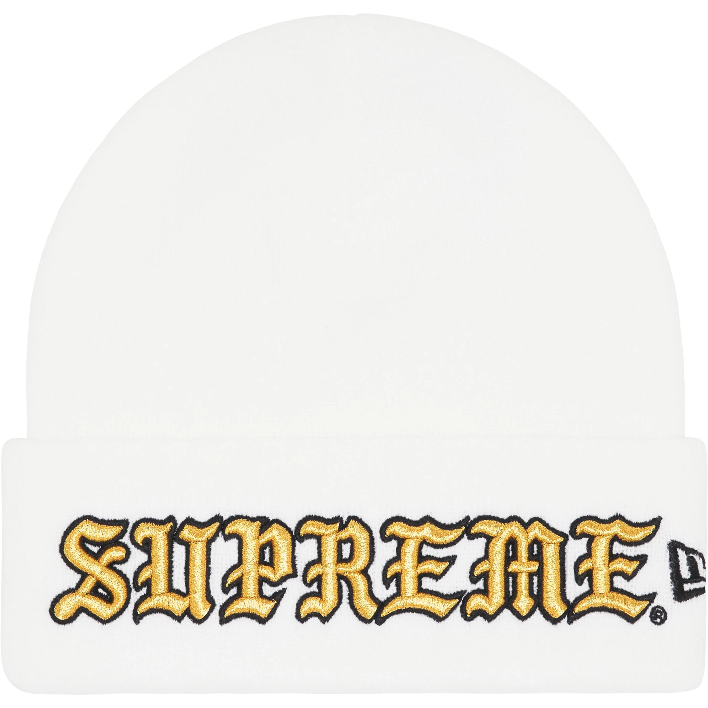 Supreme New Era Old English Beanie (FW25) - White - $40