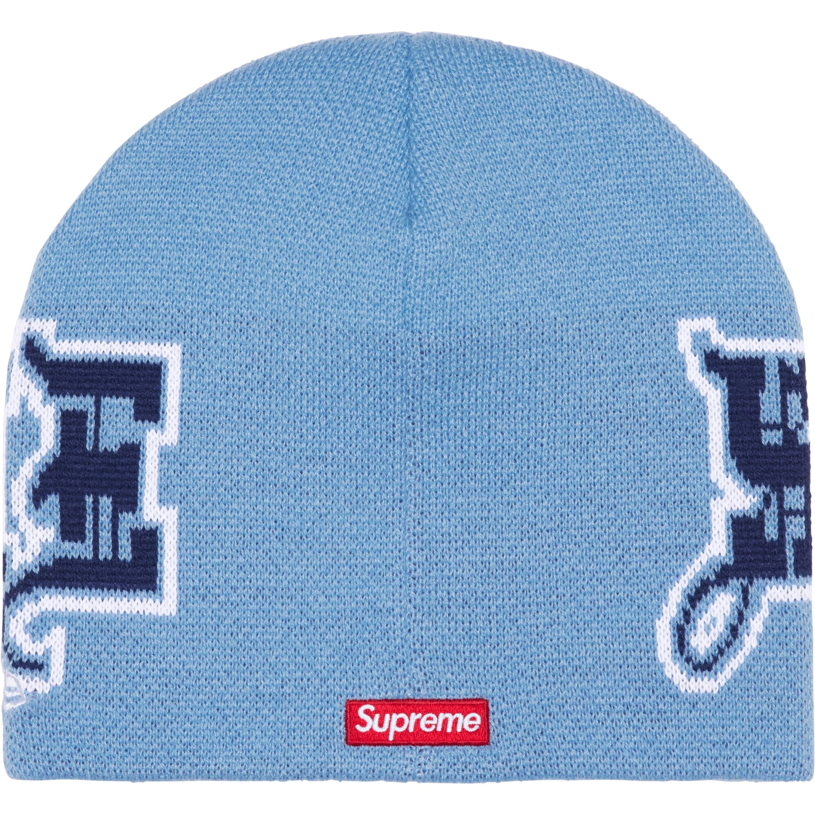 Supreme New Era Outline Beanie (FW25) - Light Blue - $40