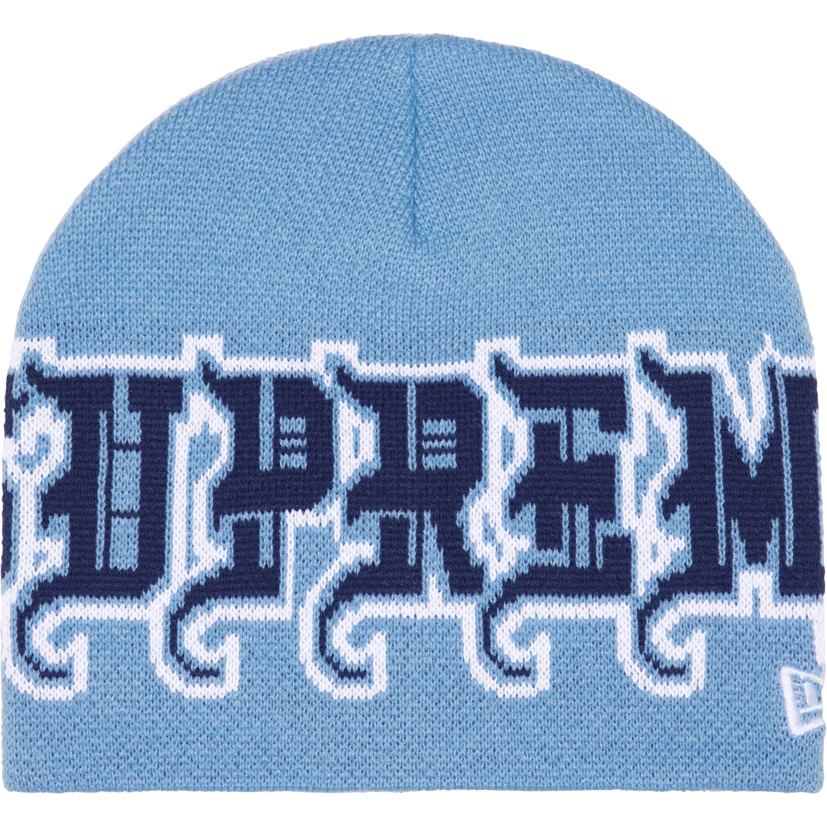 Supreme New Era Outline Beanie (FW25) - Light Blue - $40