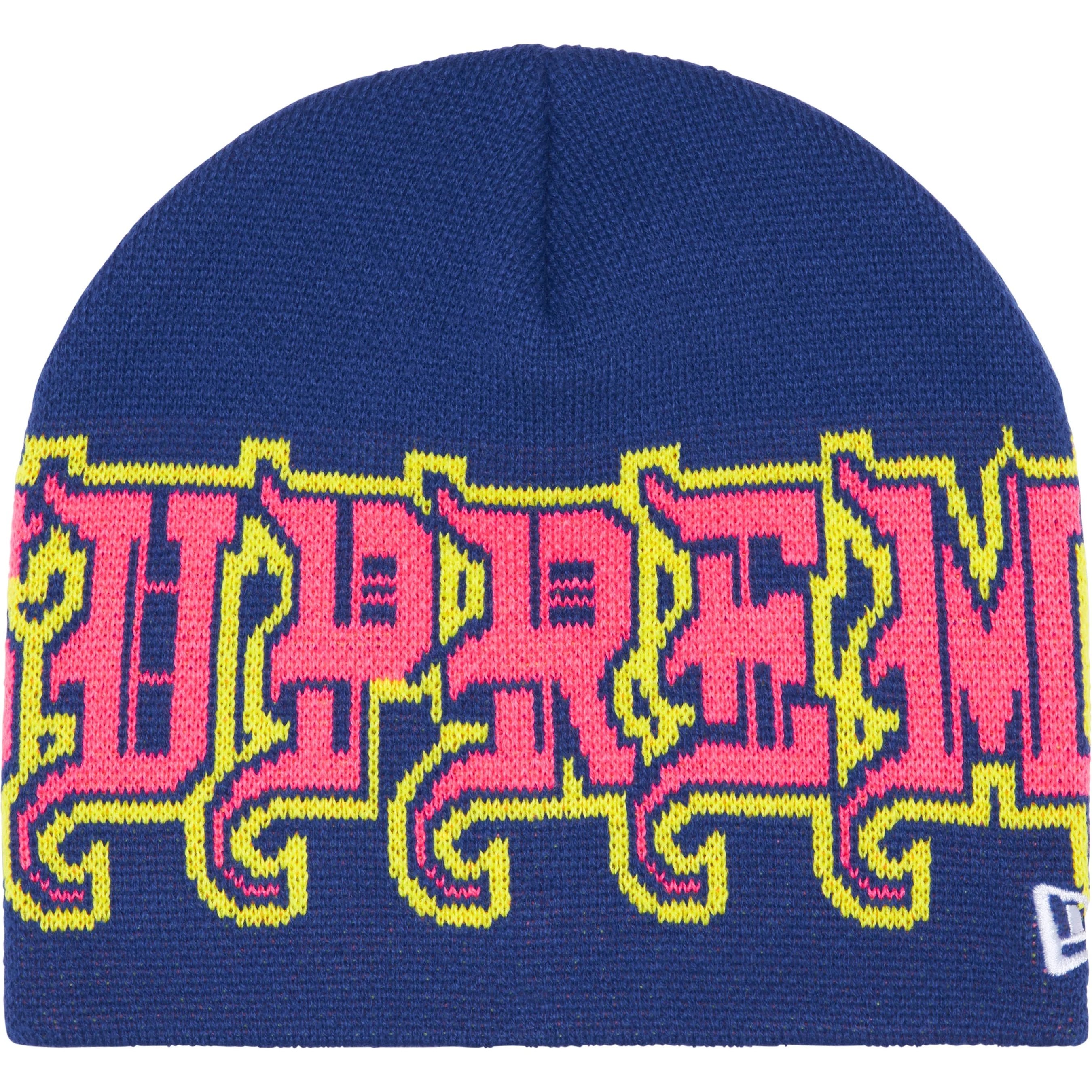 Supreme New Era Outline Beanie (FW25) - Navy - $40