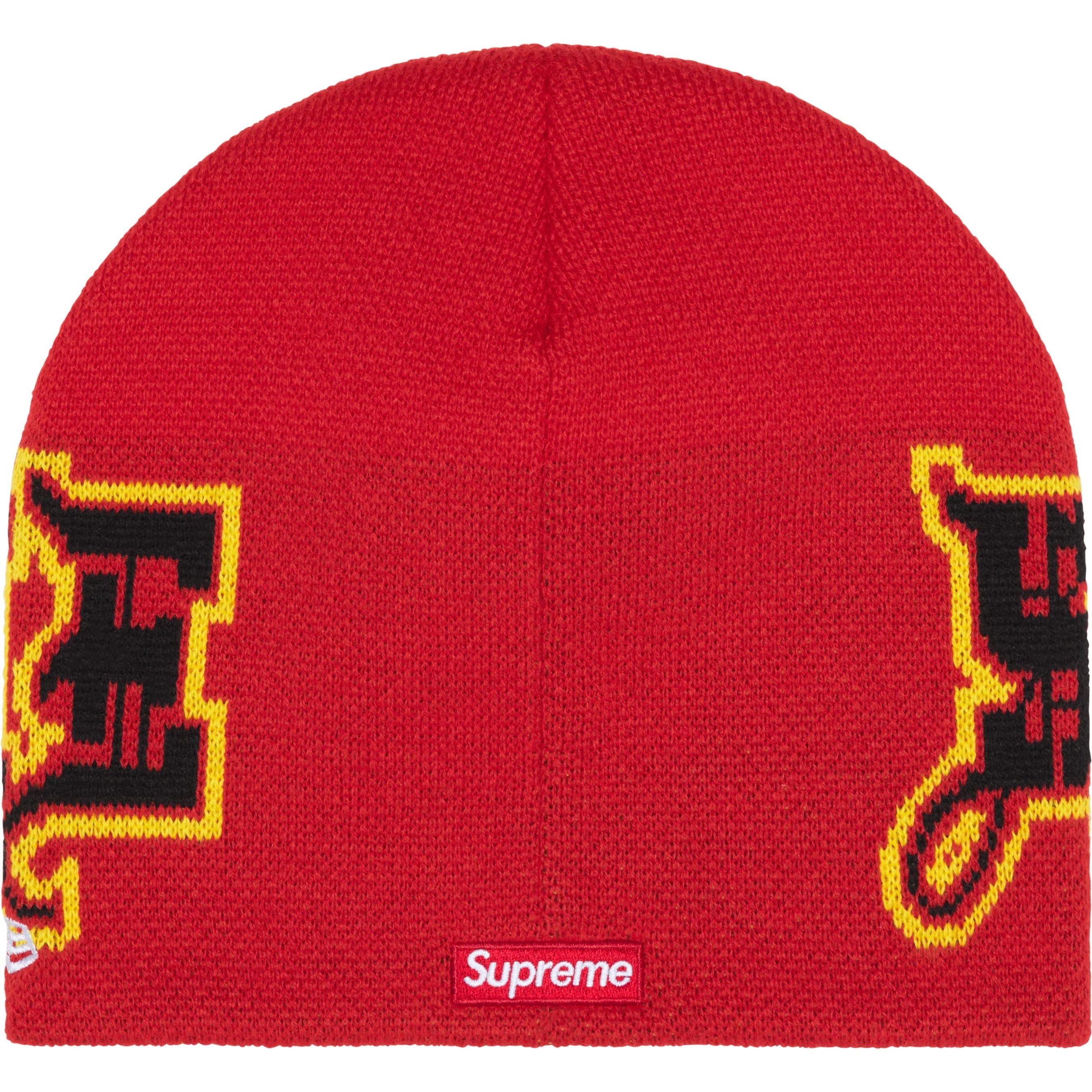 Supreme New Era Outline Beanie (FW25) - Red - $40