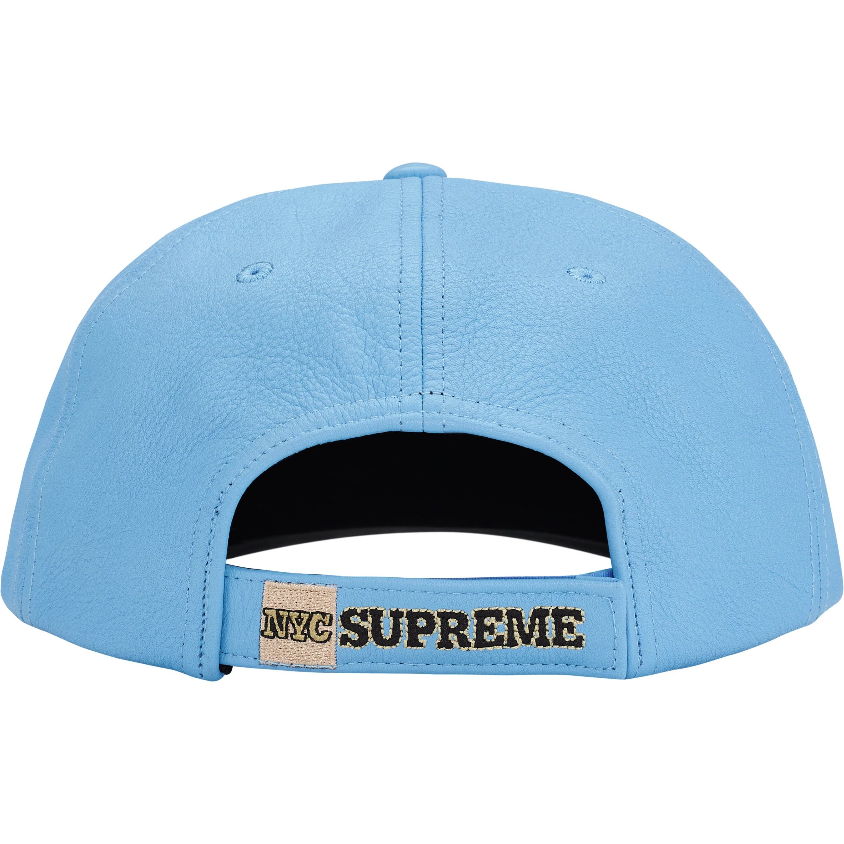 Supreme New York Leather 6-Panel (FW25) - Light Blue - $78
