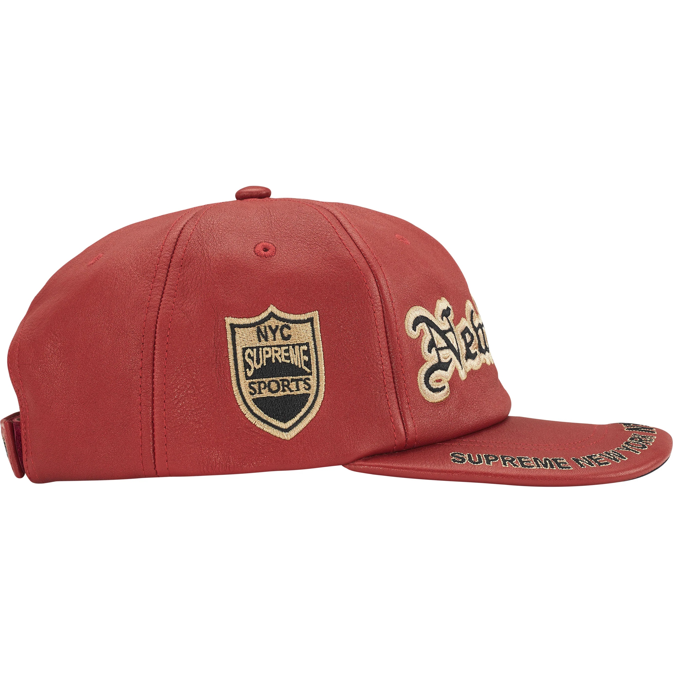Supreme New York Leather 6-Panel (FW25) - Red - $78