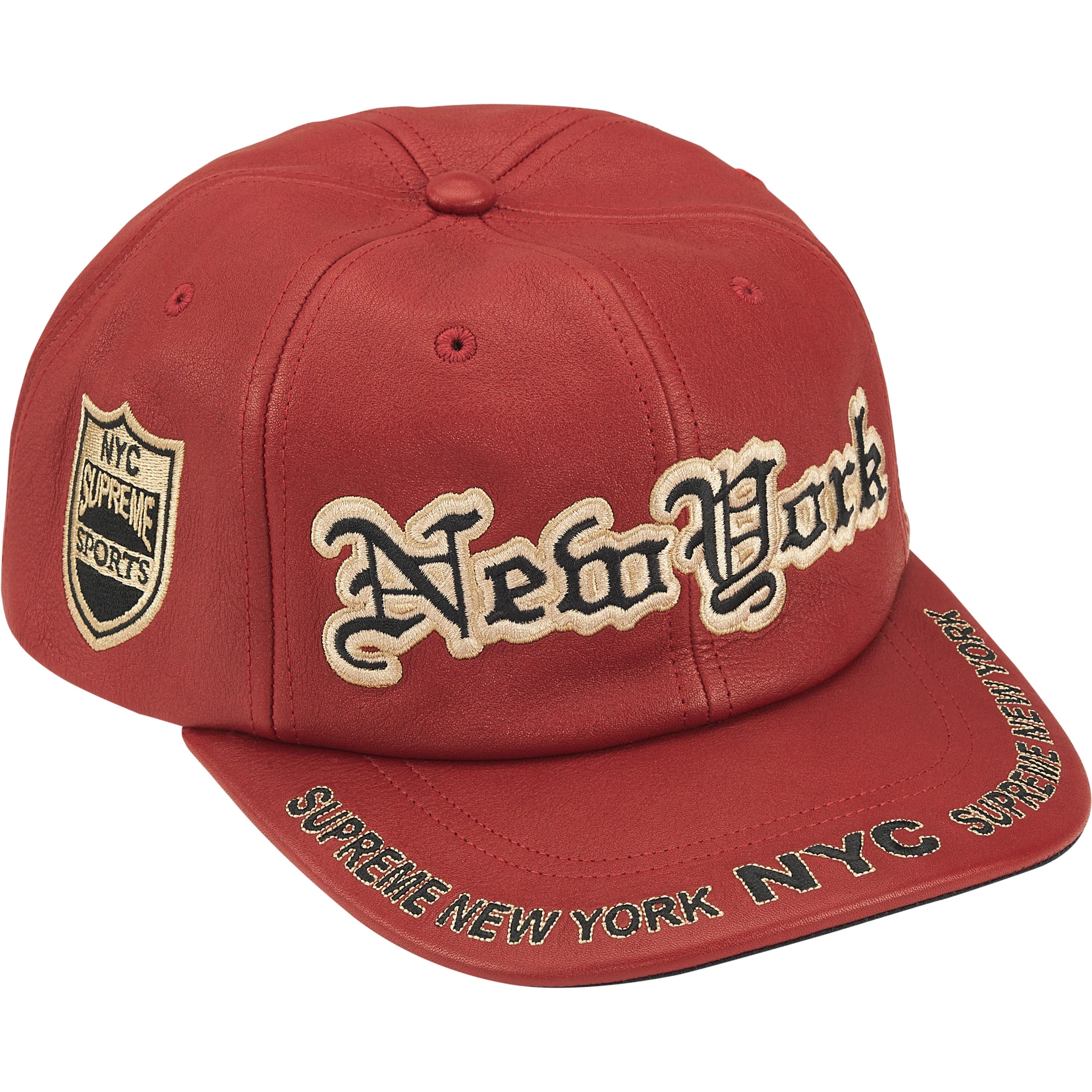 Supreme New York Leather 6-Panel (FW25) - Red - $78