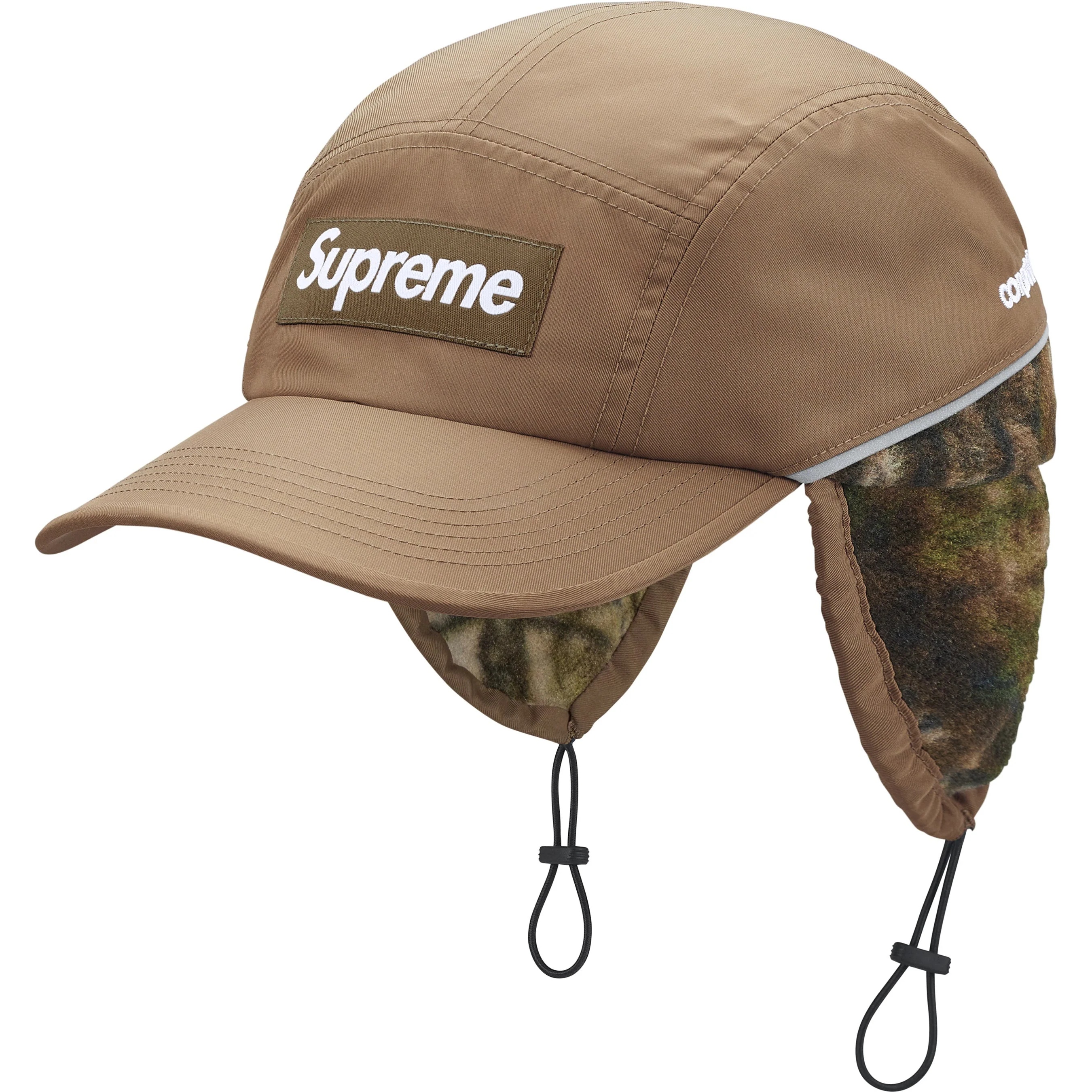 Supreme Polartec Lined Packable Earflap Camp Cap (FW25) - Khaki - $54