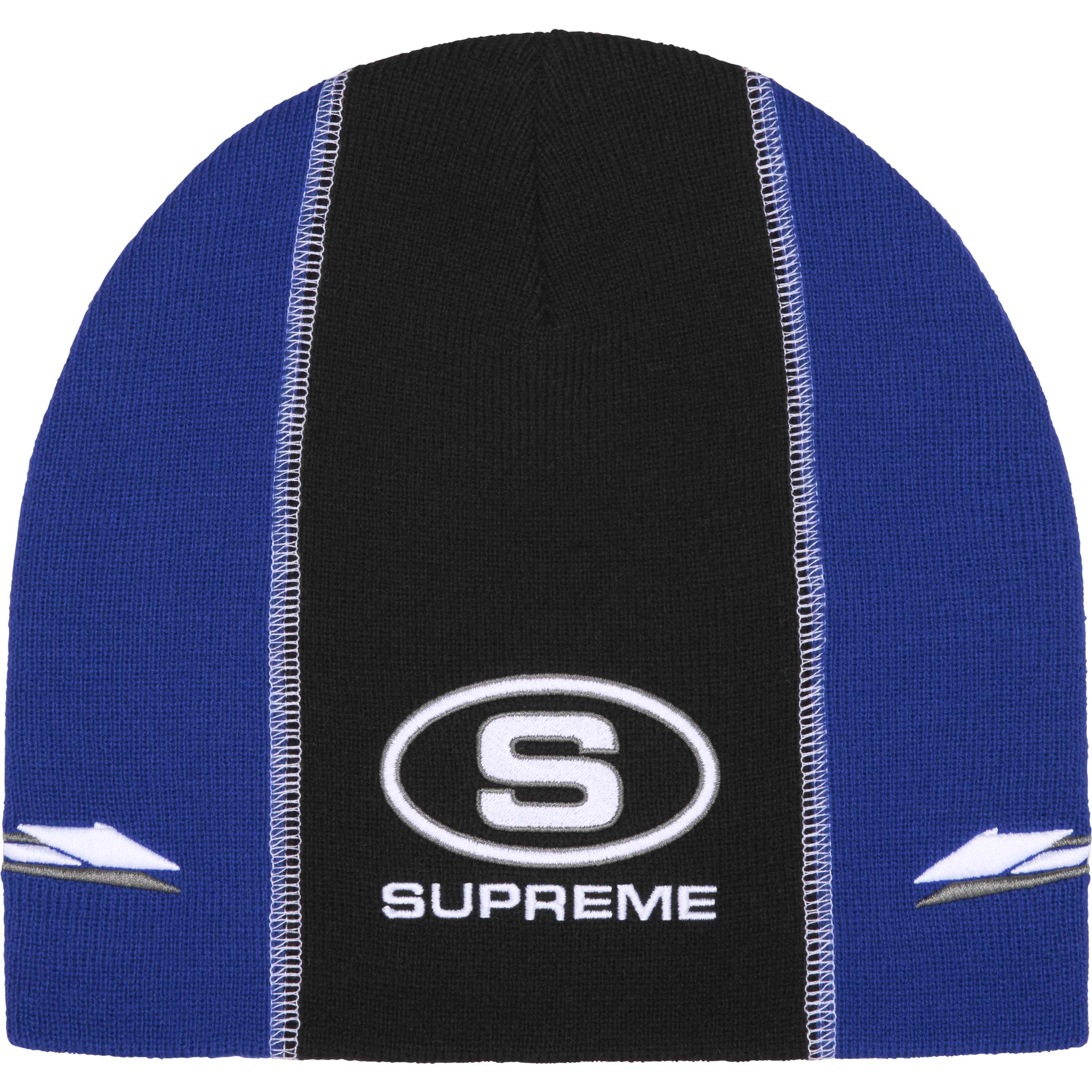 Supreme Racing Panel Beanie (FW25) - Navy - $40