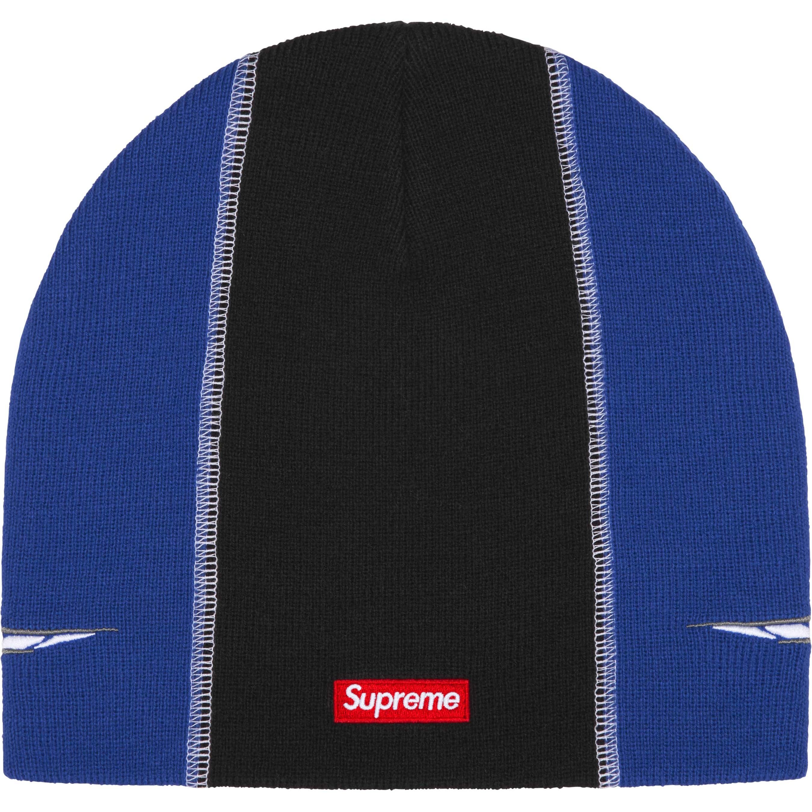 Supreme Racing Panel Beanie (FW25) - Navy - $40