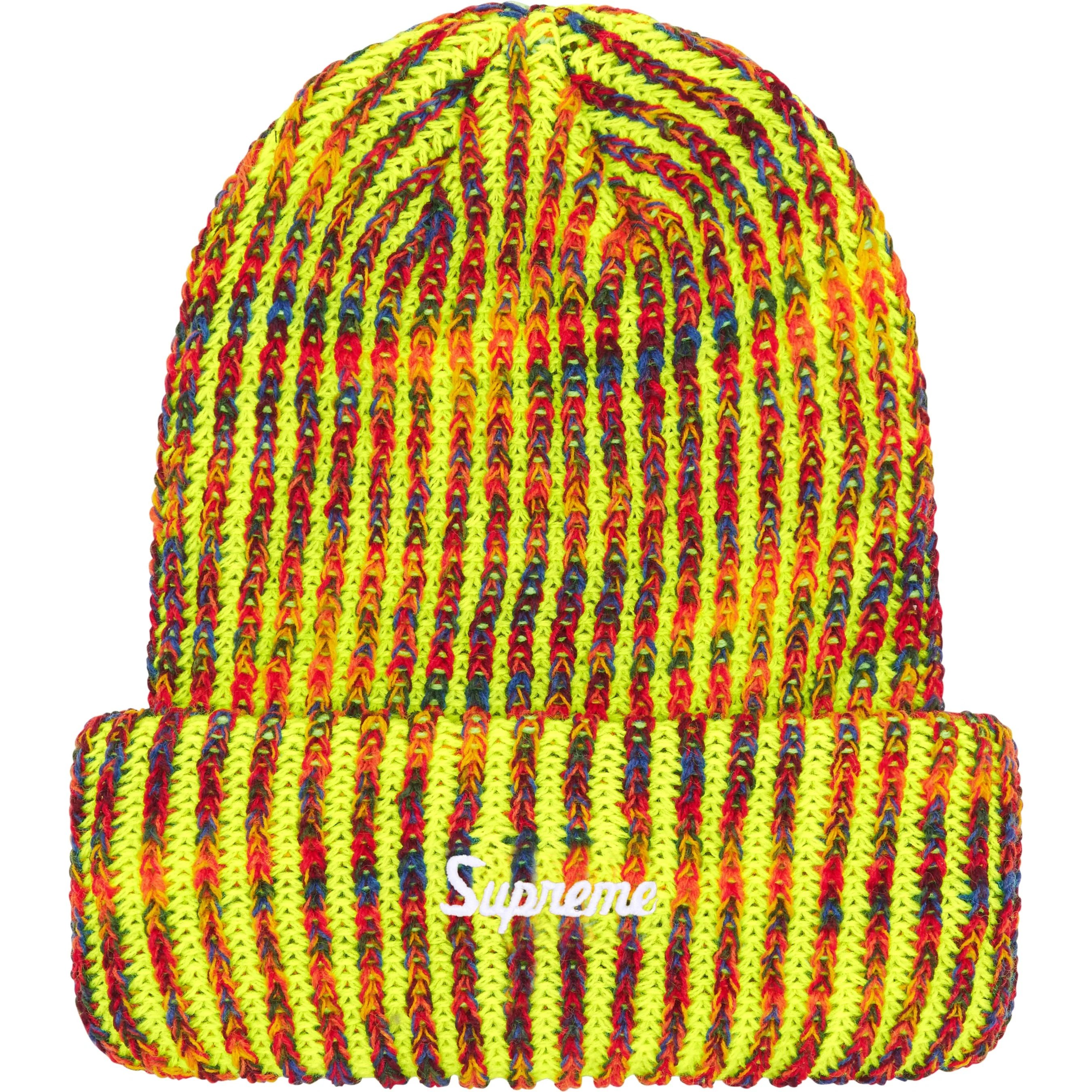 Supreme Rainbow Loose Gauge Beanie (FW25) - Neon Yellow - $40