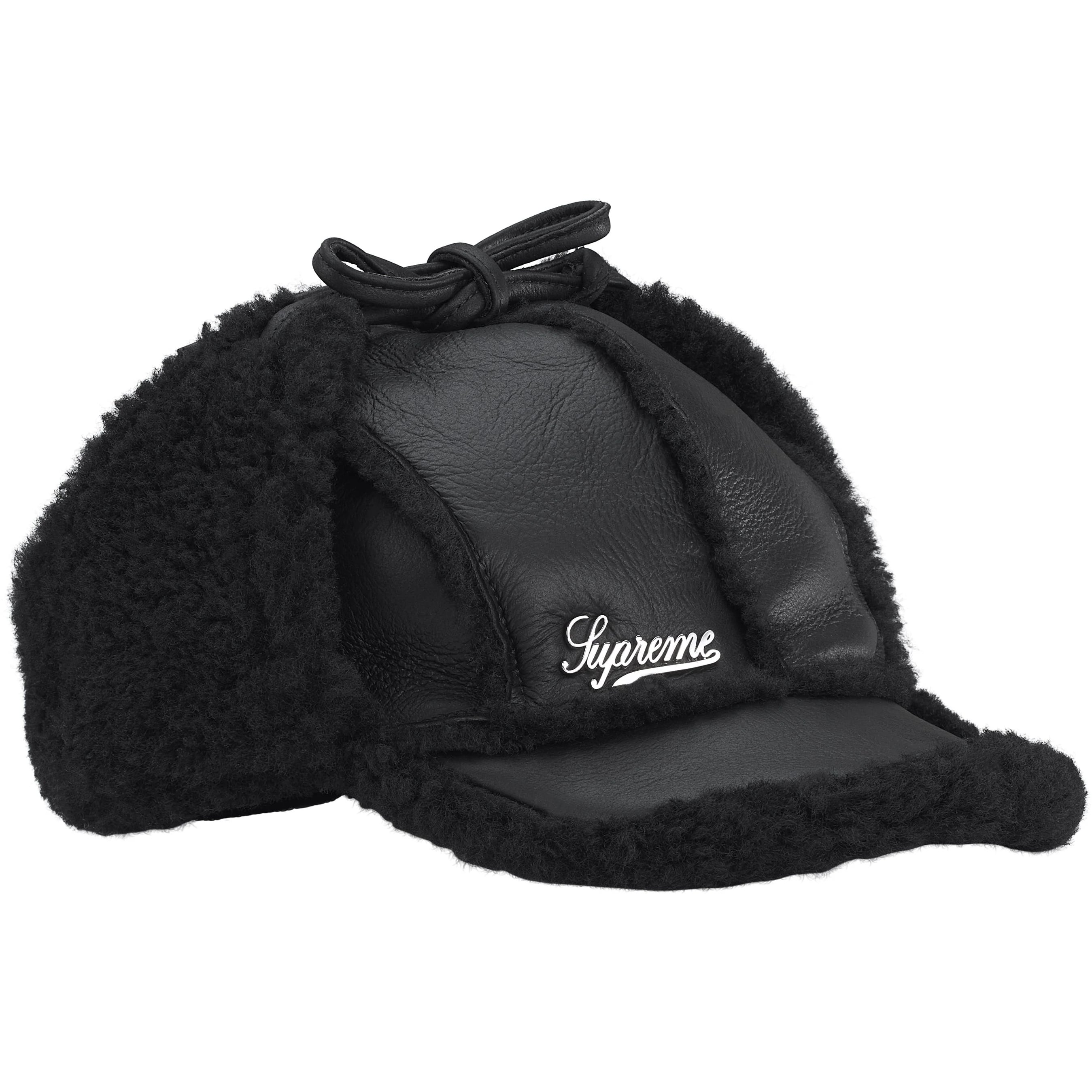 Supreme Shearling Lined Earflap Cap (FW25) - Black - $148