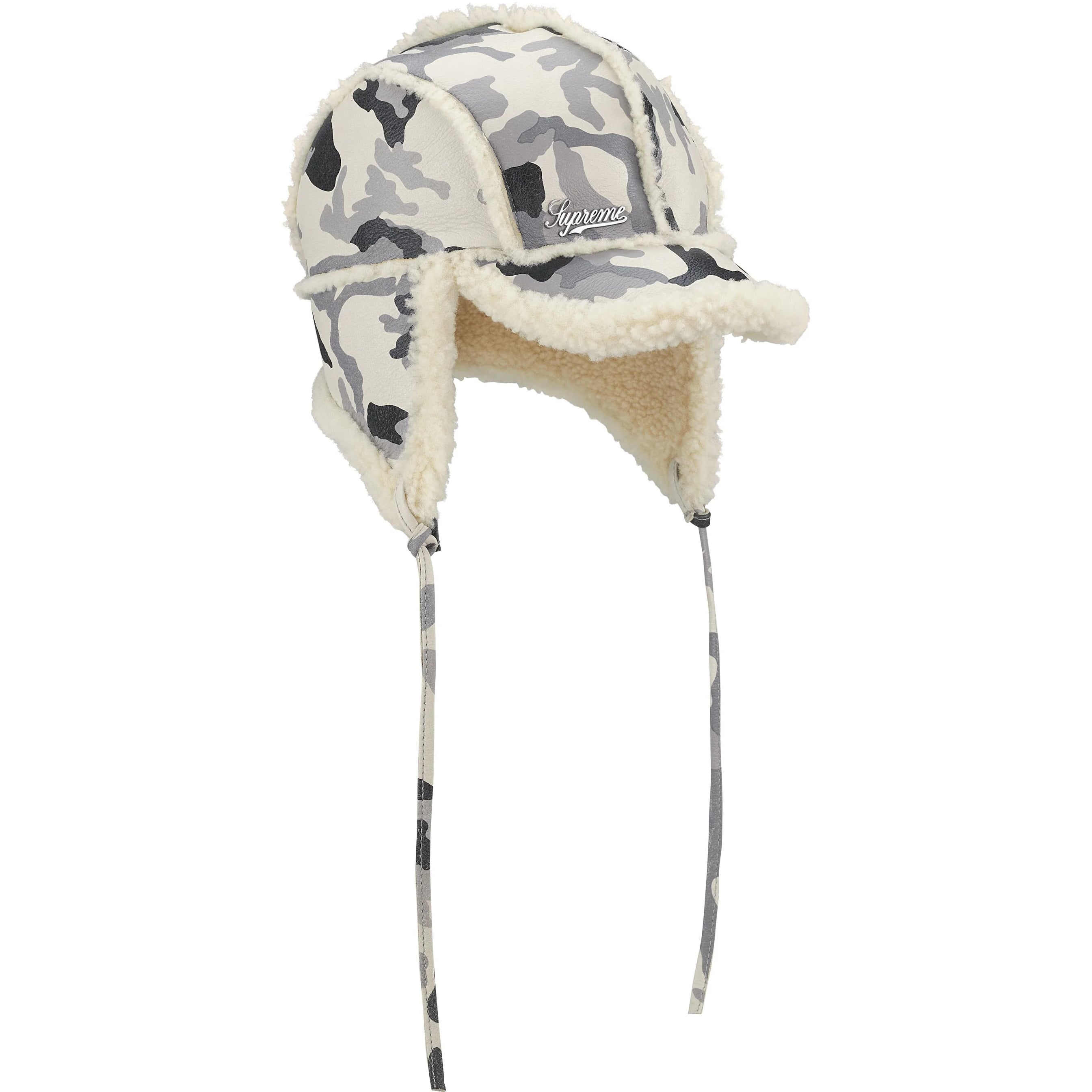 Supreme Shearling Lined Earflap Cap (FW25) - Snow Camo - $148