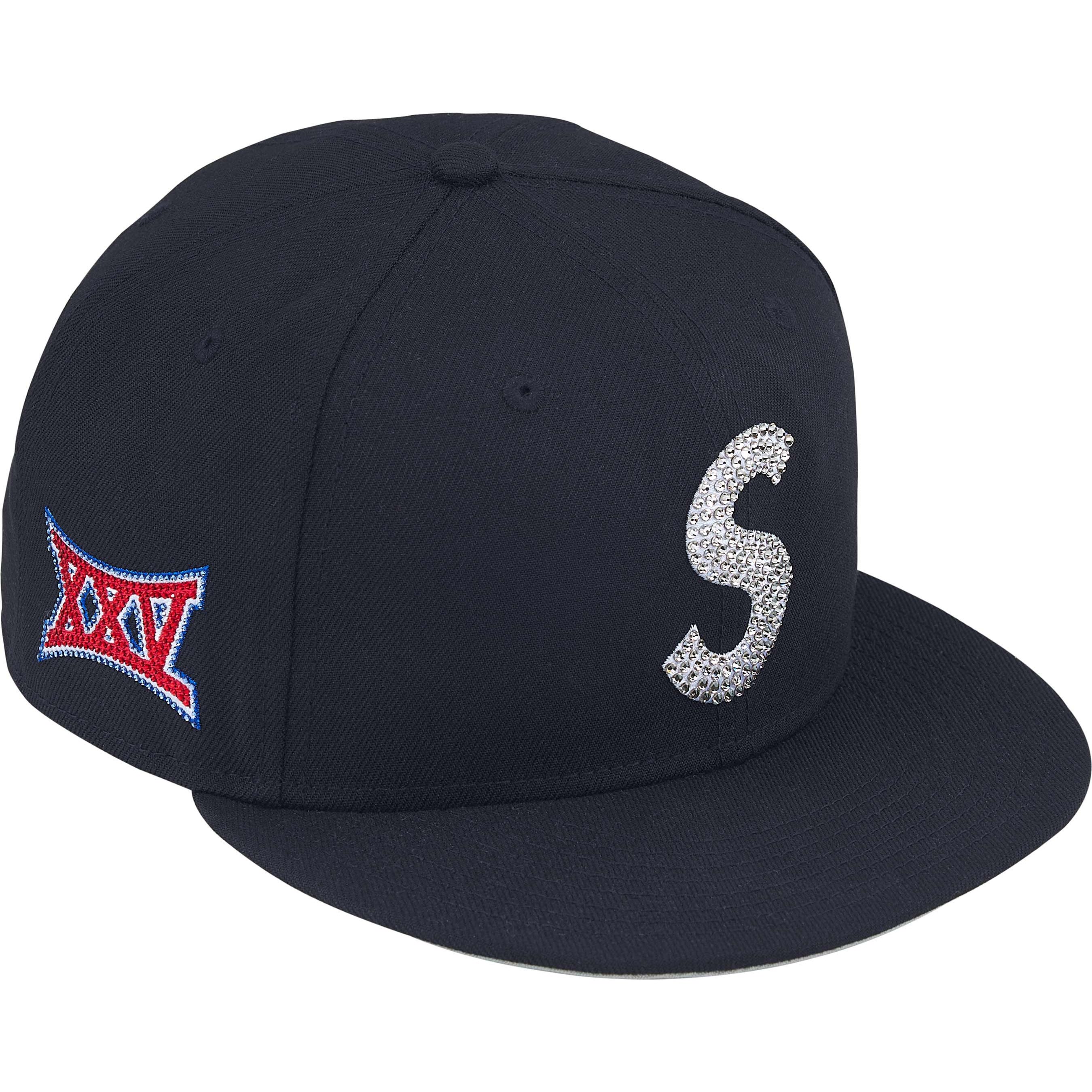 Supreme Swarovski S Logo New Era (FW25) - Navy - $198