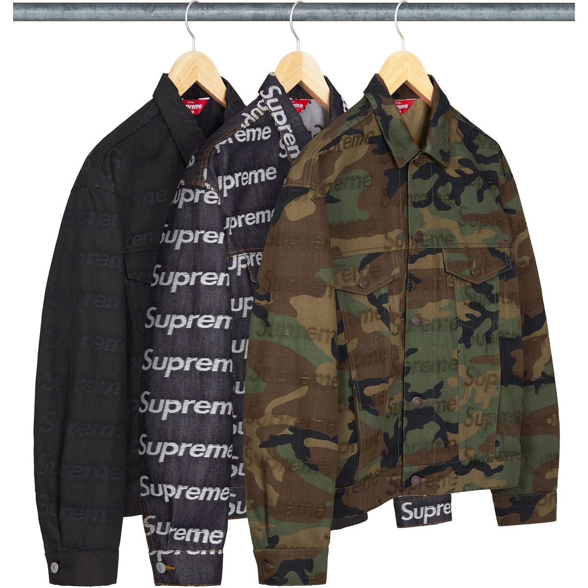 Jacquard Logos Denim Trucker Jacket - SupremeCommunity