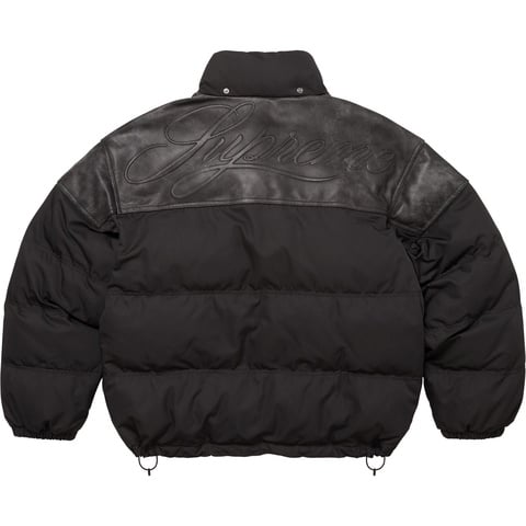 Supreme Leather Yoke Puffer Jacket - Black
