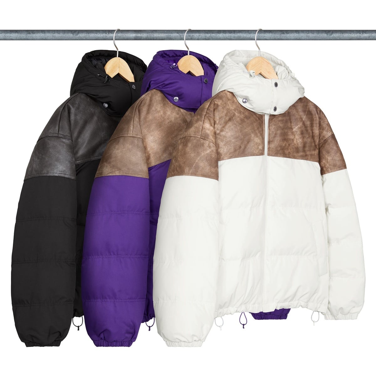 Leather Yoke Puffer Jacket - SupremeCommunity