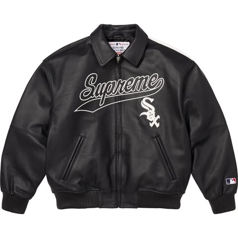 S*U様 Supreme シュプリーム White Sox レザー ジャケット Supreme®/Chicago White Sox™ Leather Varsity Jacket - Supreme