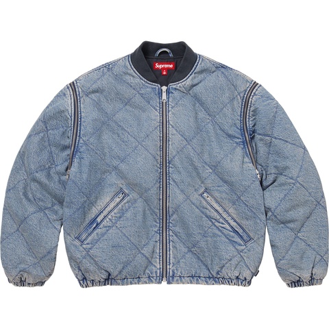 Supreme Zip-Off Sleeve Quilted Bomber Jacket - Denim