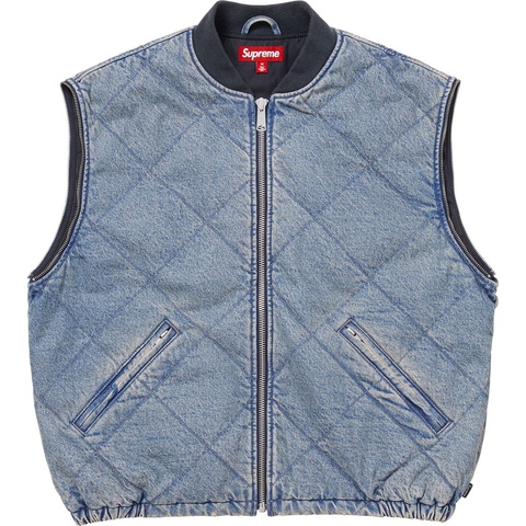 Supreme Zip-Off Sleeve Quilted Bomber Jacket - Denim