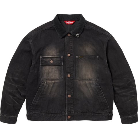 Supreme Distressed Selvedge Trucker Jacket - Washed Black