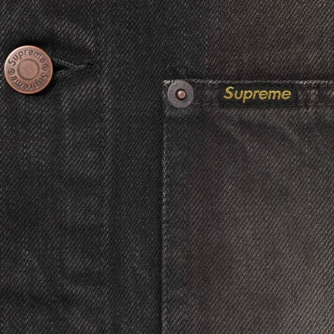 Supreme Distressed Selvedge Trucker Jacket - Washed Black