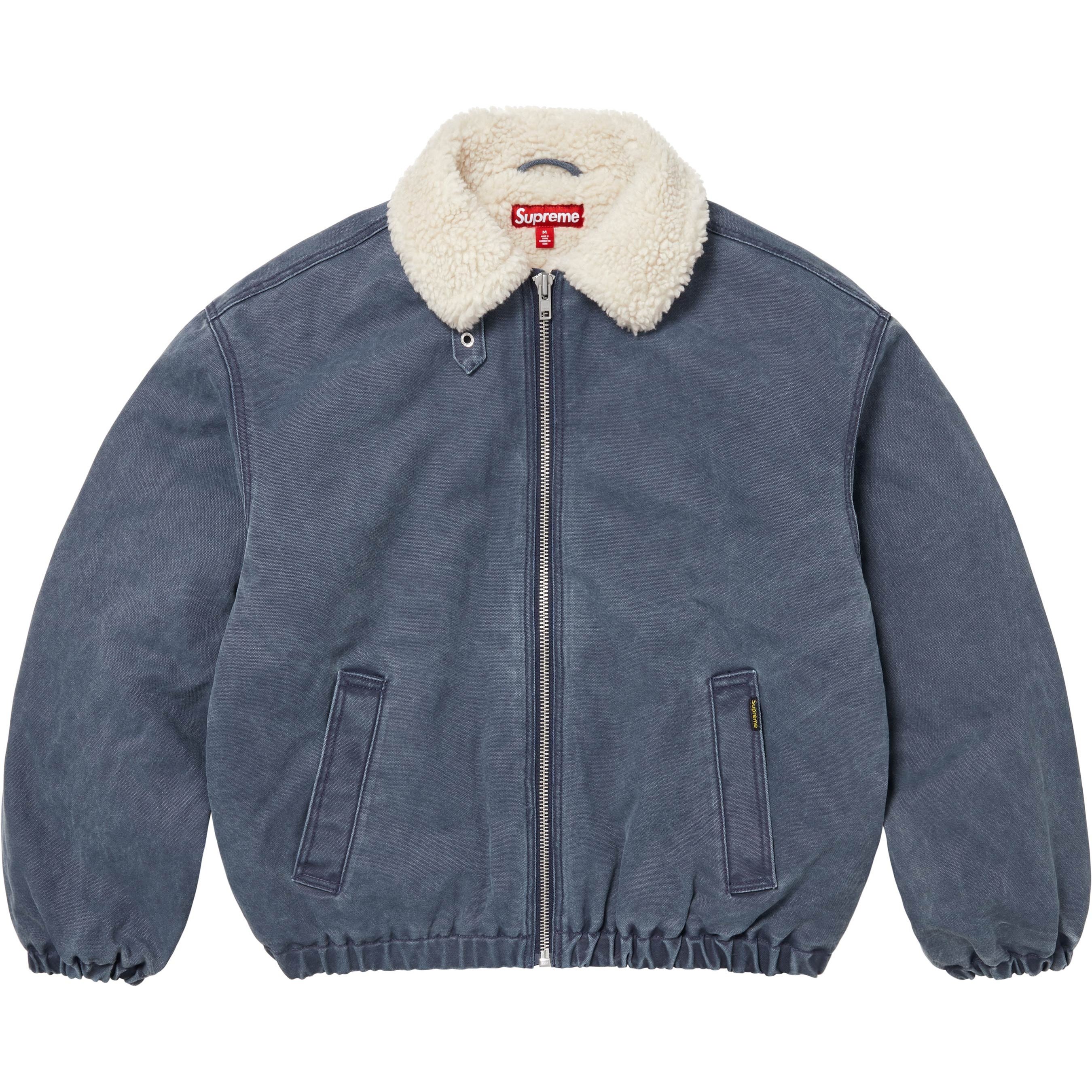 Supreme Faux Shearling Lined Bomber Jacket (FW25) - Navy - $268