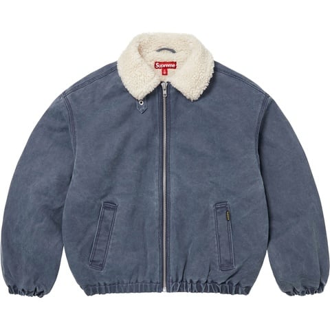 Supreme Faux Shearling Lined Bomber Jacket - Navy