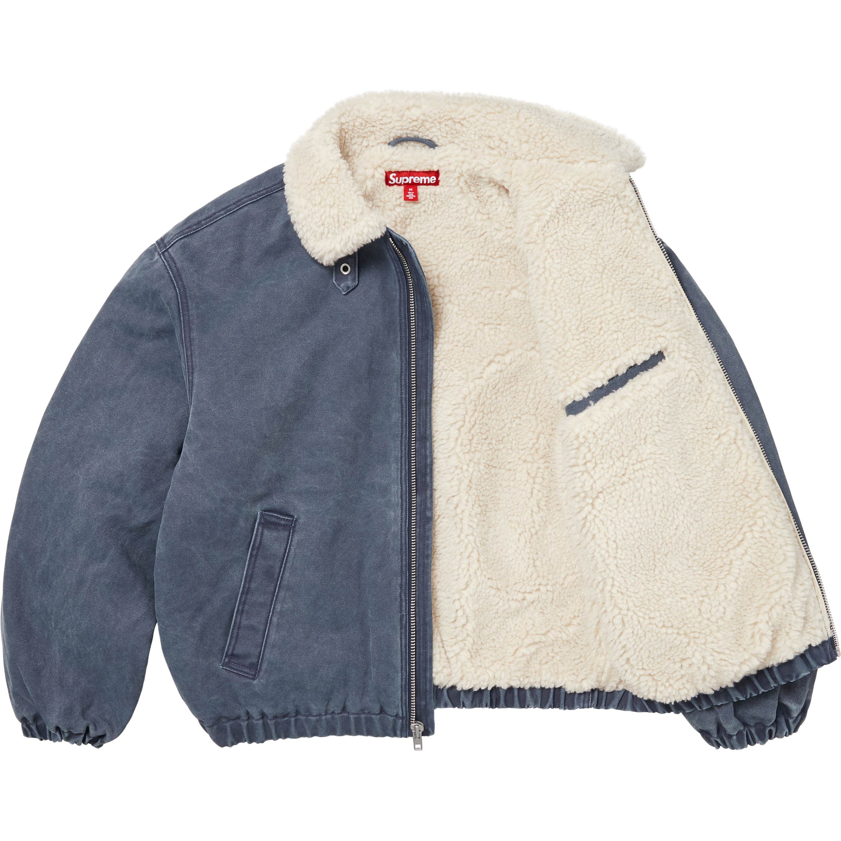 Supreme Faux Shearling Lined Bomber Jacket (FW25) - Navy - $268