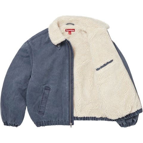 Supreme Faux Shearling Lined Bomber Jacket - Navy