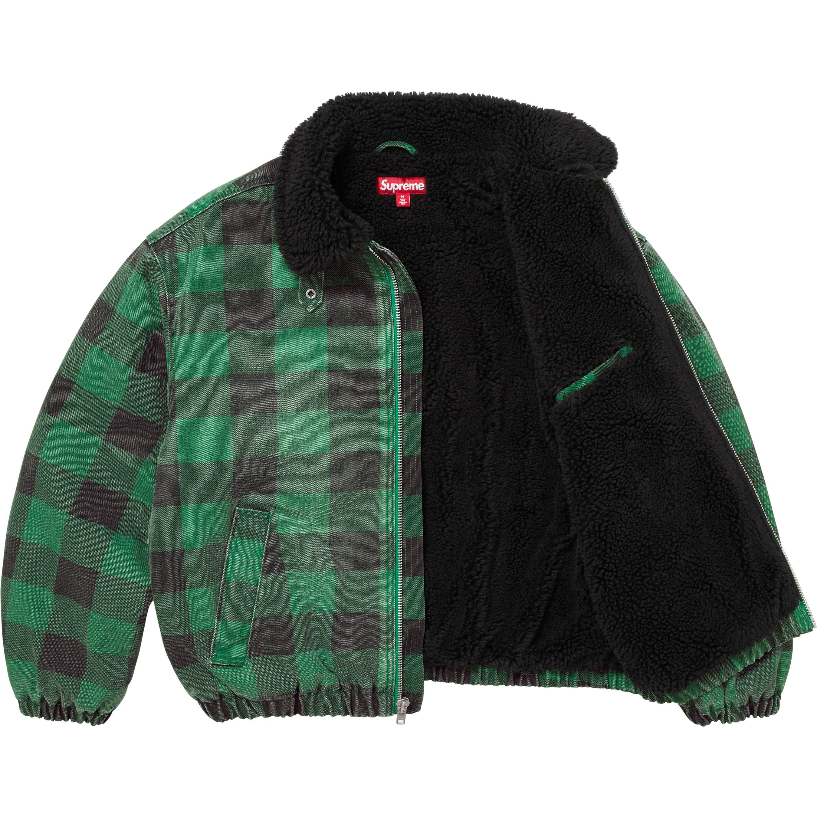 Supreme Faux Shearling Lined Bomber Jacket (FW25) - Plaid - $268