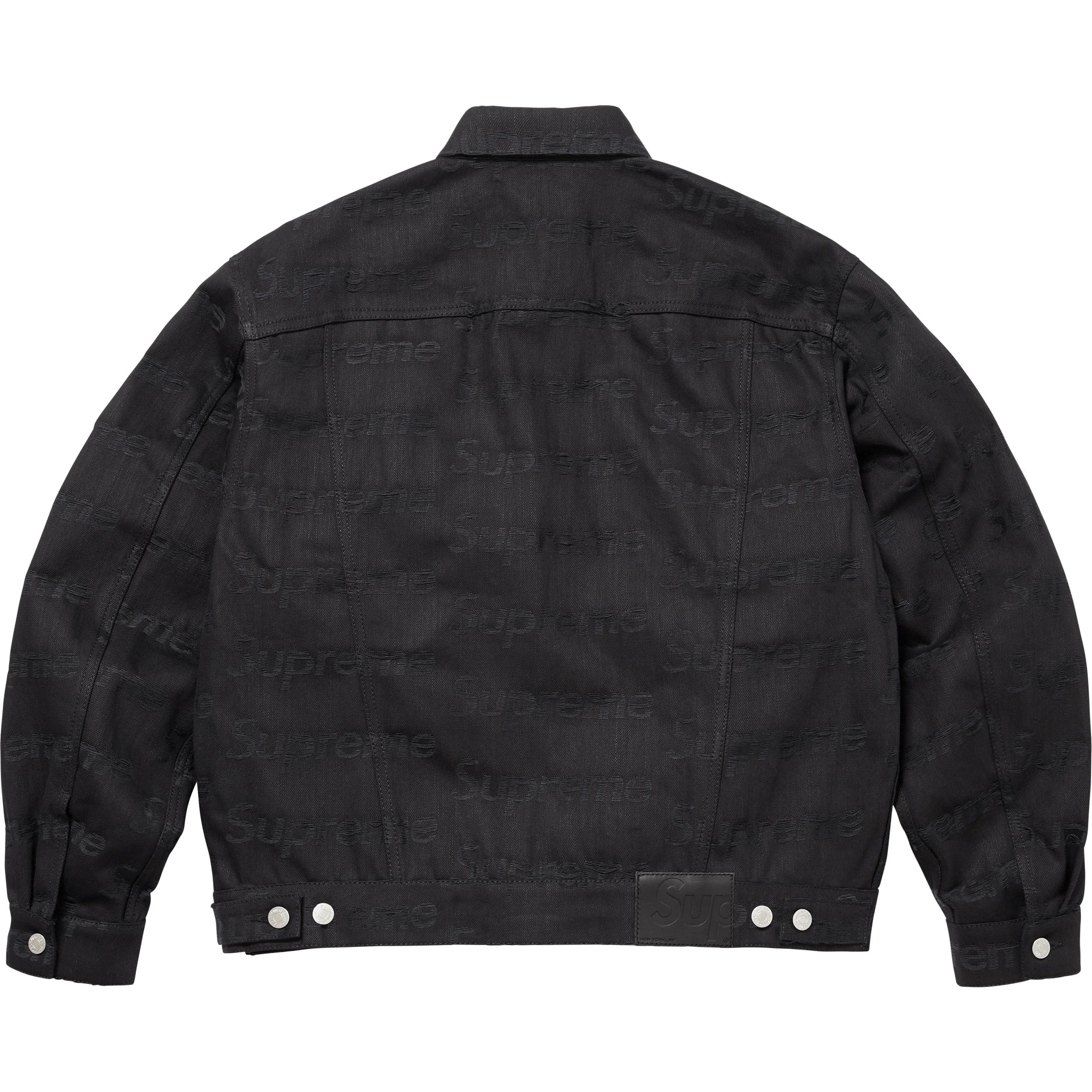 Supreme Jacquard Logos Denim Trucker Jacket (FW25) - Black - $298