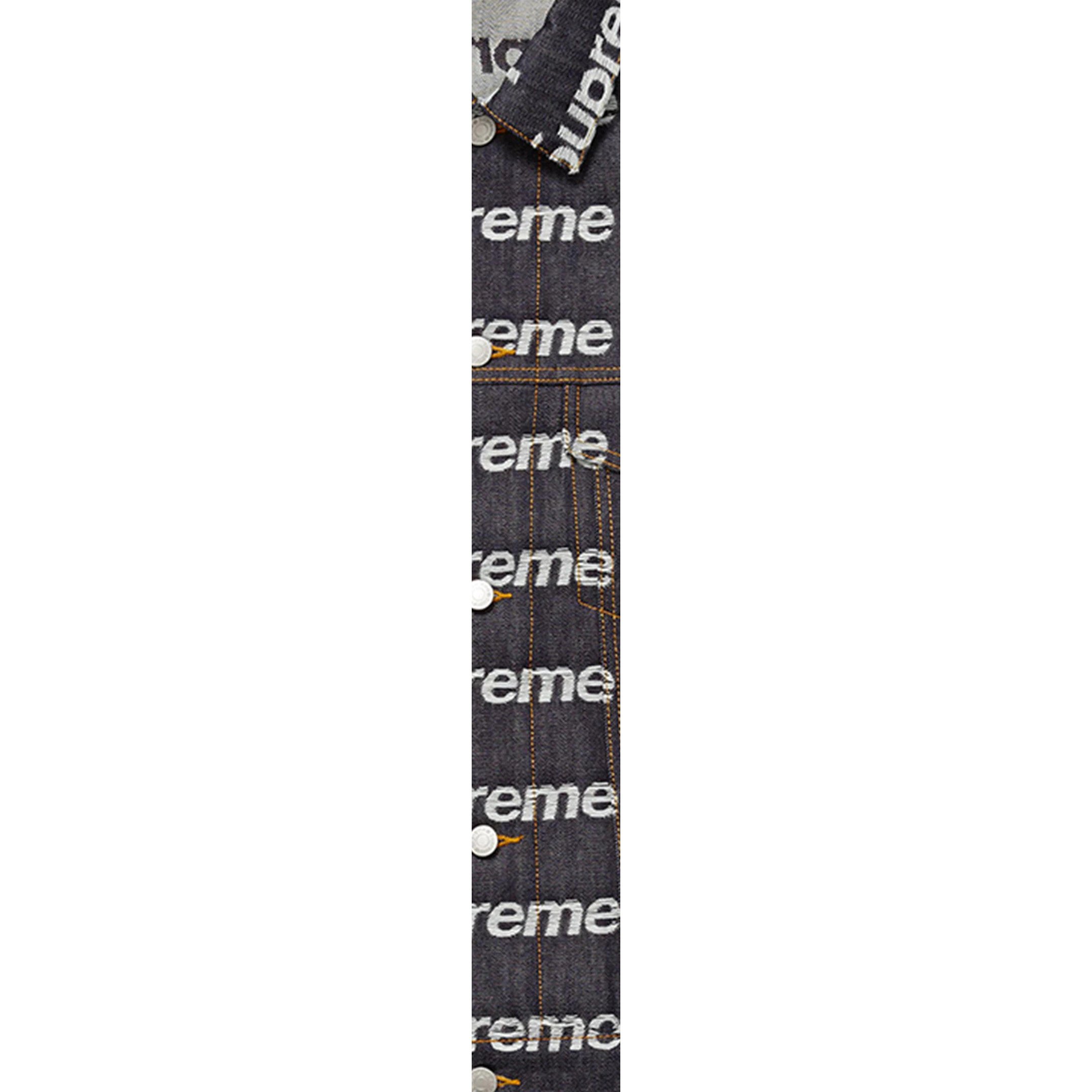 Supreme Jacquard Logos Denim Trucker Jacket (FW25) - Rigid Indigo - $298